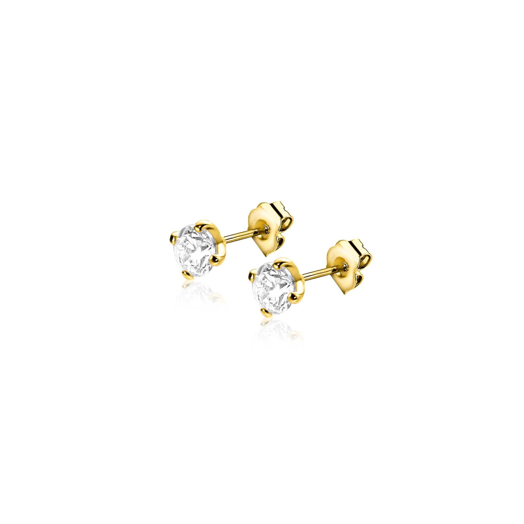ZINZI GOLD oorknopjes vierpoot chaton zirc.3mm