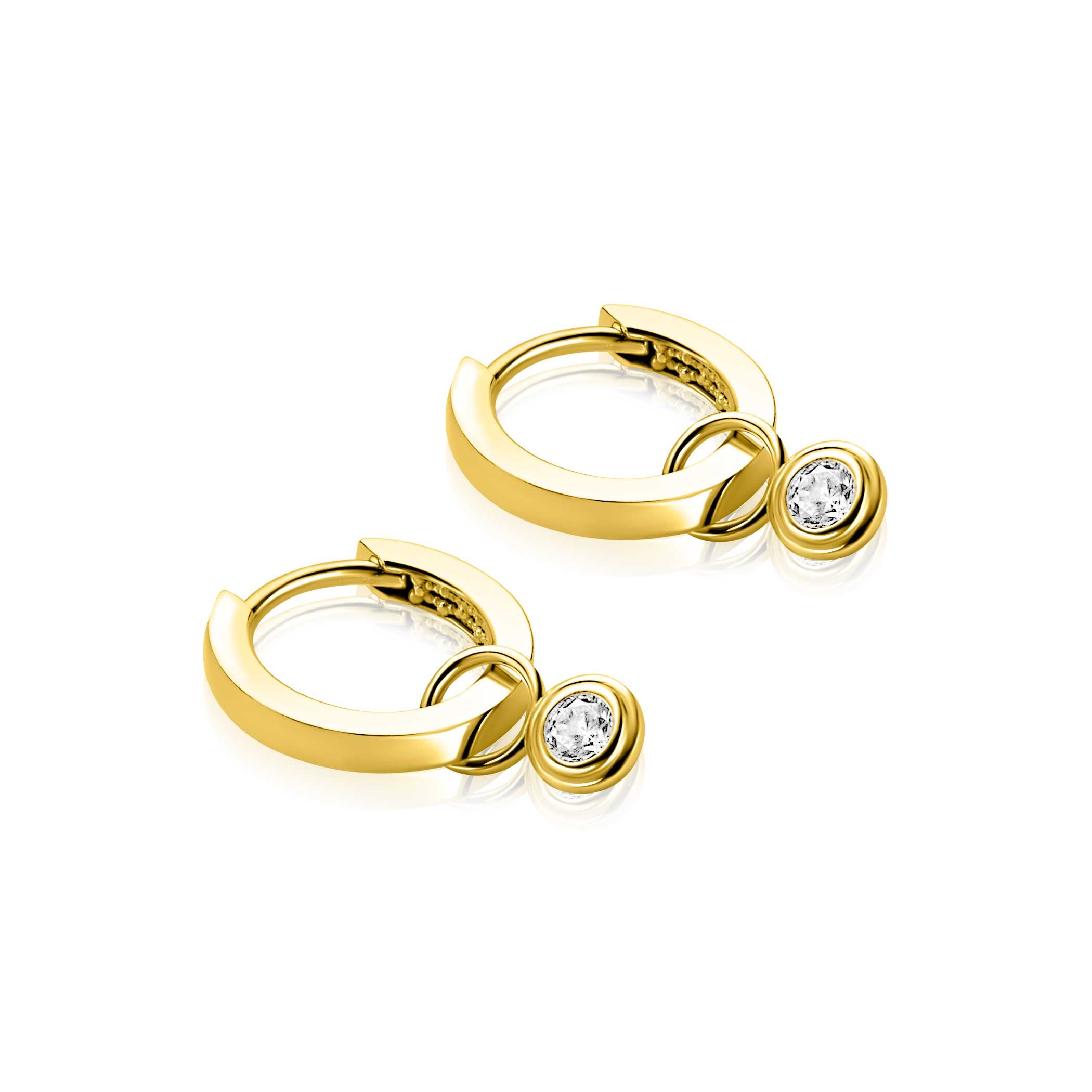 ZINZI GOLD oorbedels zirc.rond in bewerkt kastje