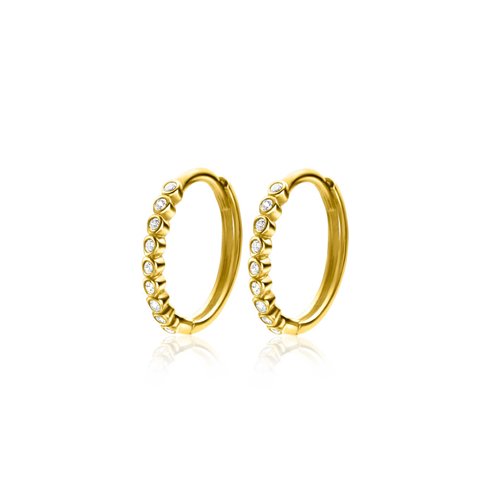 ZINZI GOLD klapcreolen met zirconia's 12x1.5mm