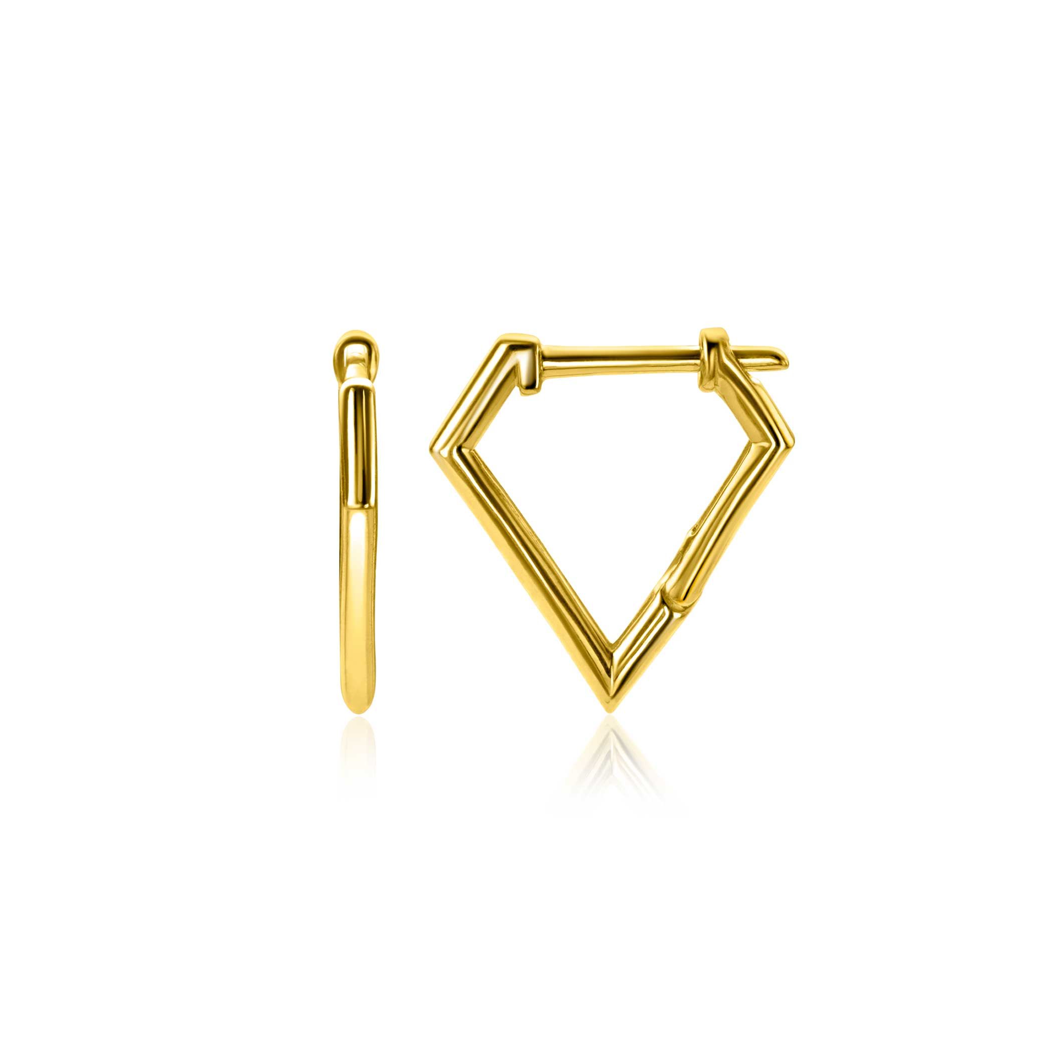 16mm ZINZI Gold 14kt goldene Creolen in Diamantform mit Klappverschluss 16x2mm ZGO526