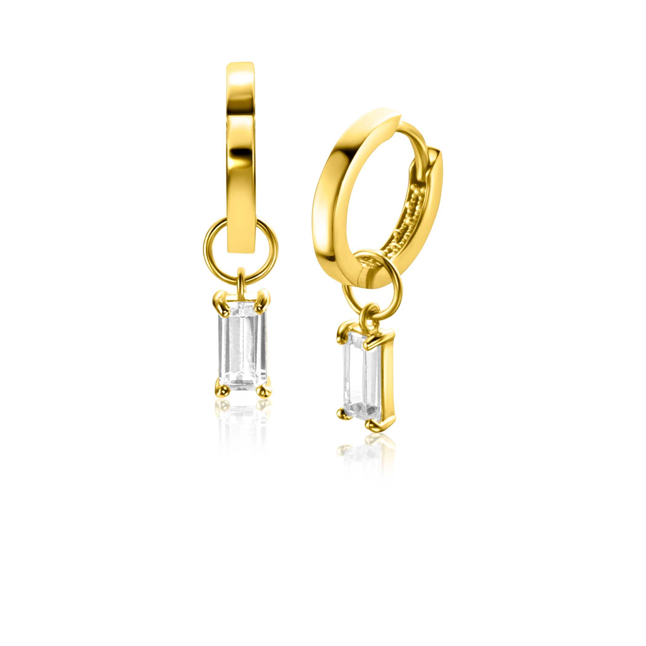 ZINZI GOLD oorbedels baguette zirconia