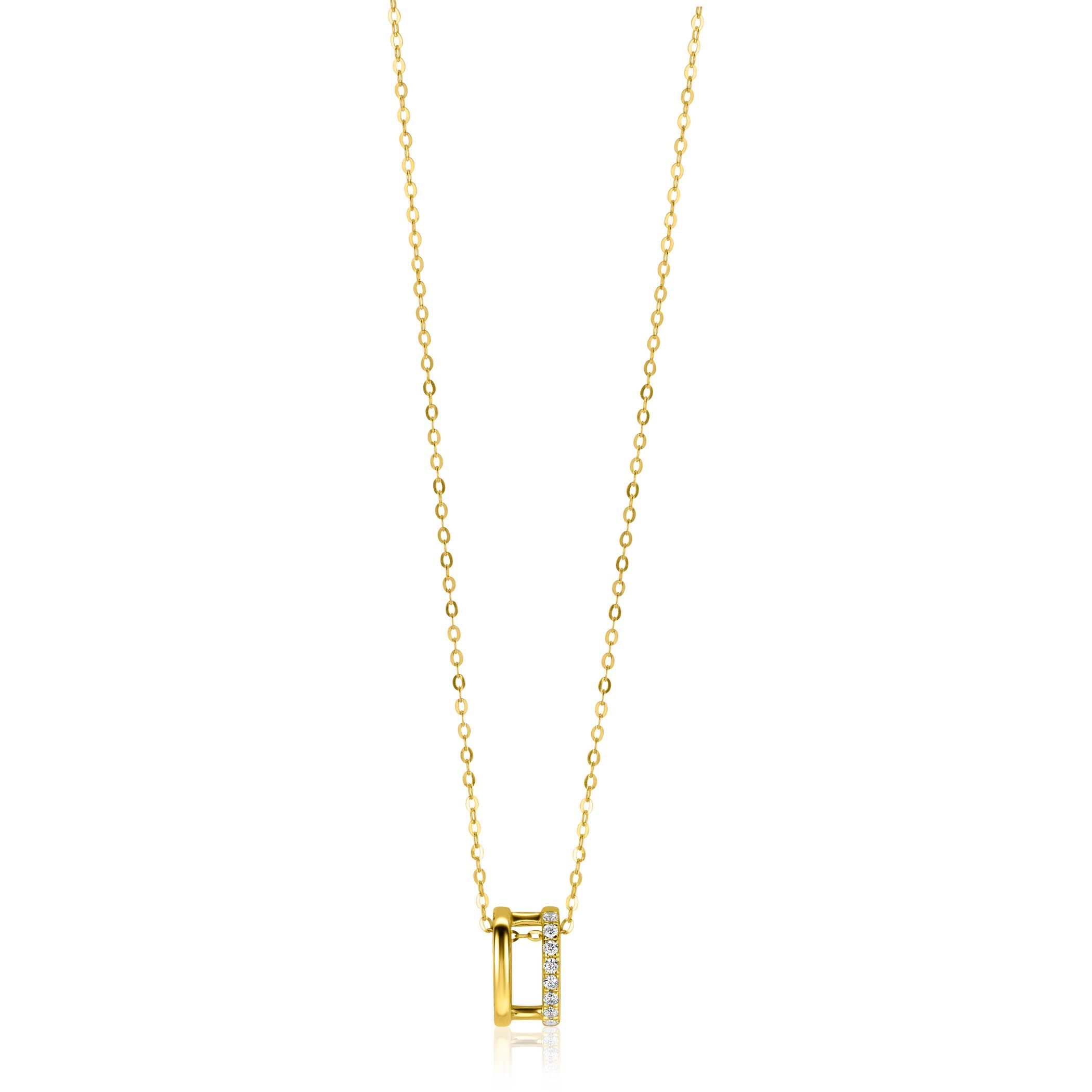 ZINZI GOLD collier hanger halfrond 1xglad 1xzirc.