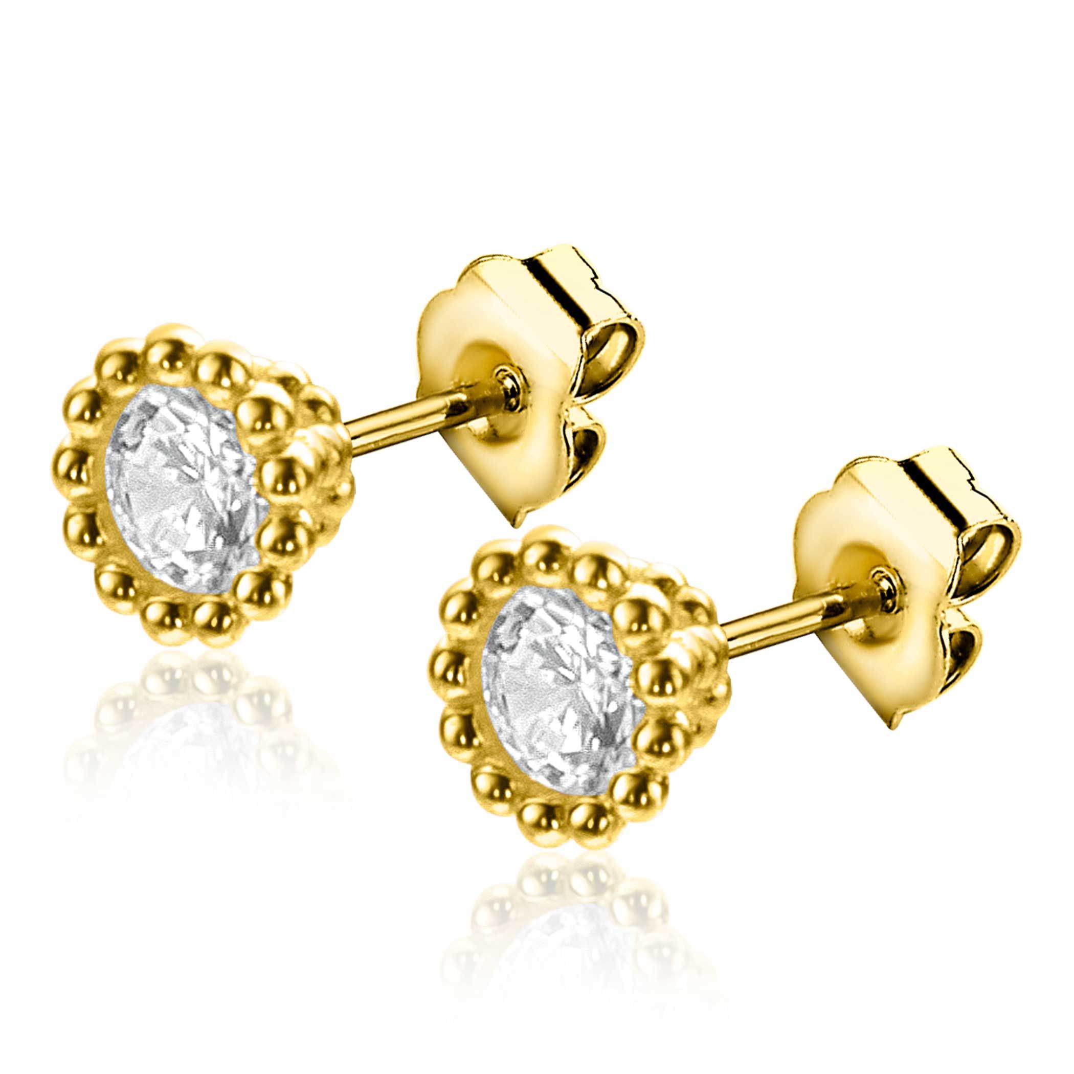 ZINZI GOLD oorknopjes zirc. in bolletjes kast 4mm