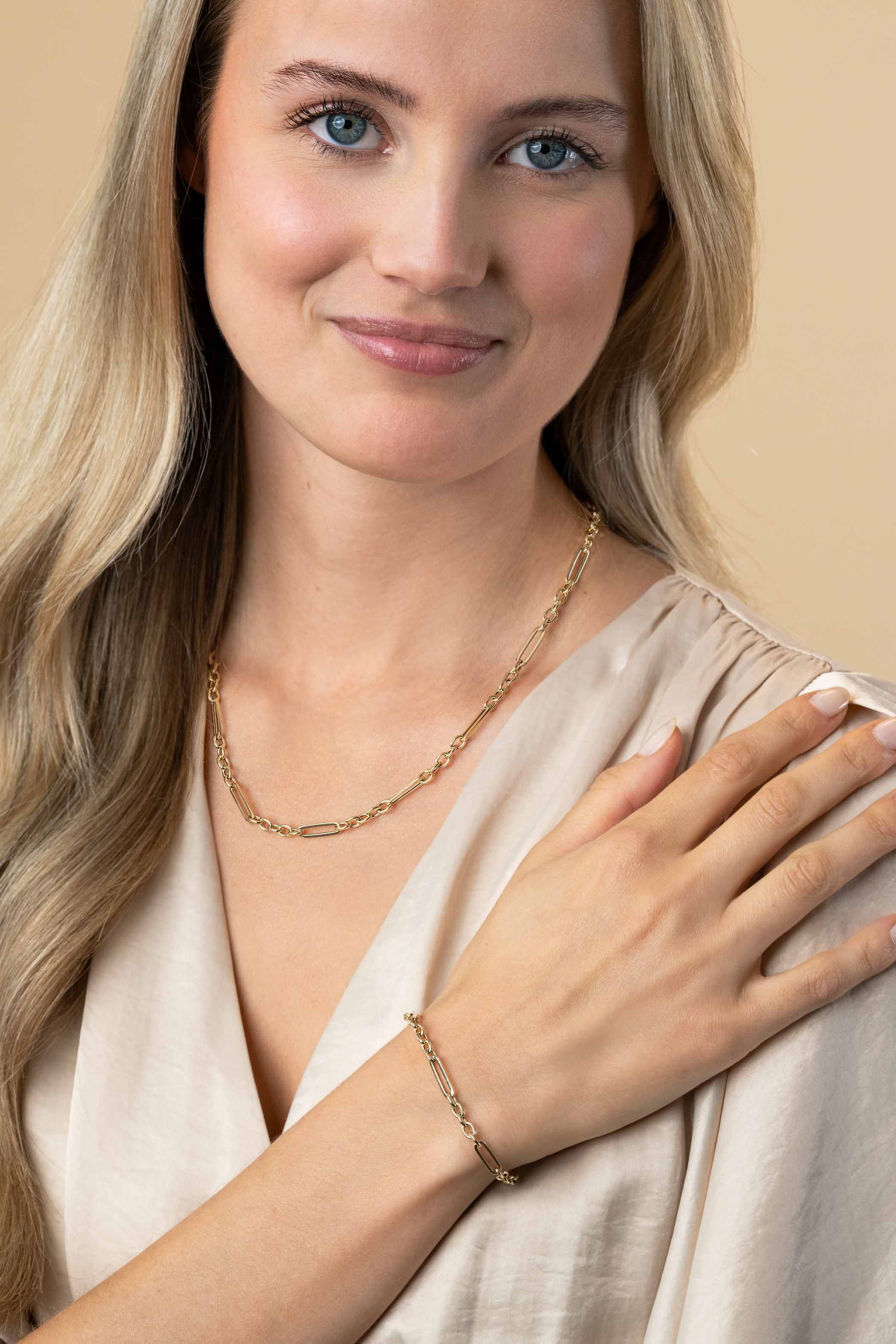 ZINZI GOLD armband paperclip met ovale schakels