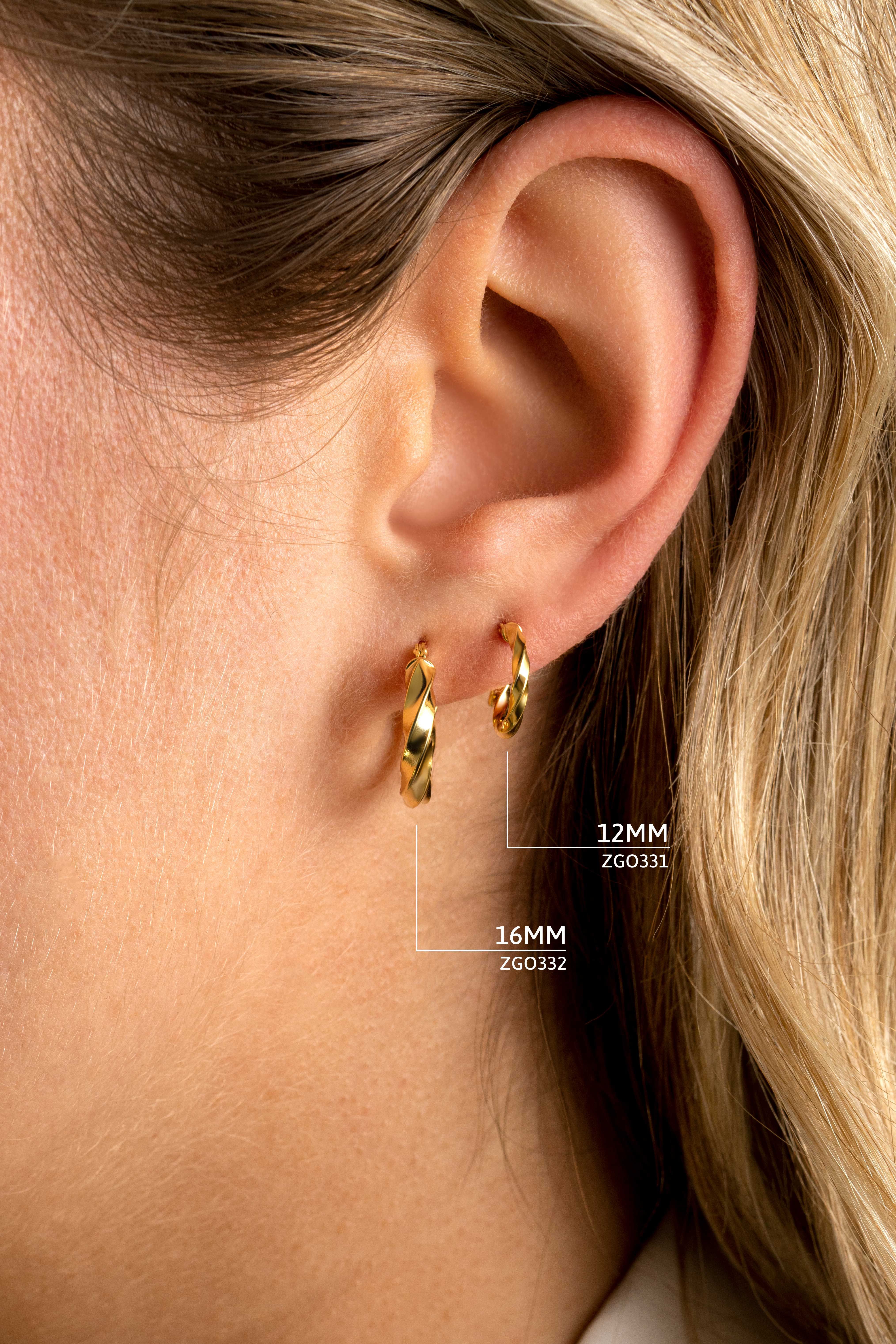 ZINZI GOLD oorringen gedraaide buis 11,4 x 1,7mm