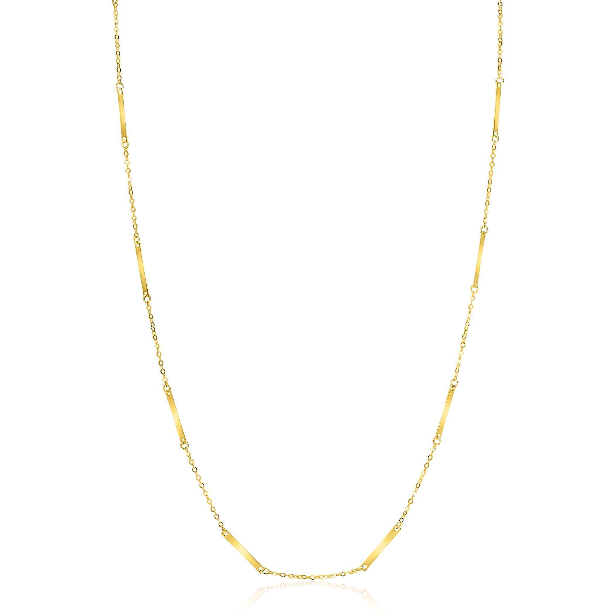 ZINZI Gold 14 Karat goldene feine Gliederkette mit 13 langen glatten Plättchen 45cm ZGC490
