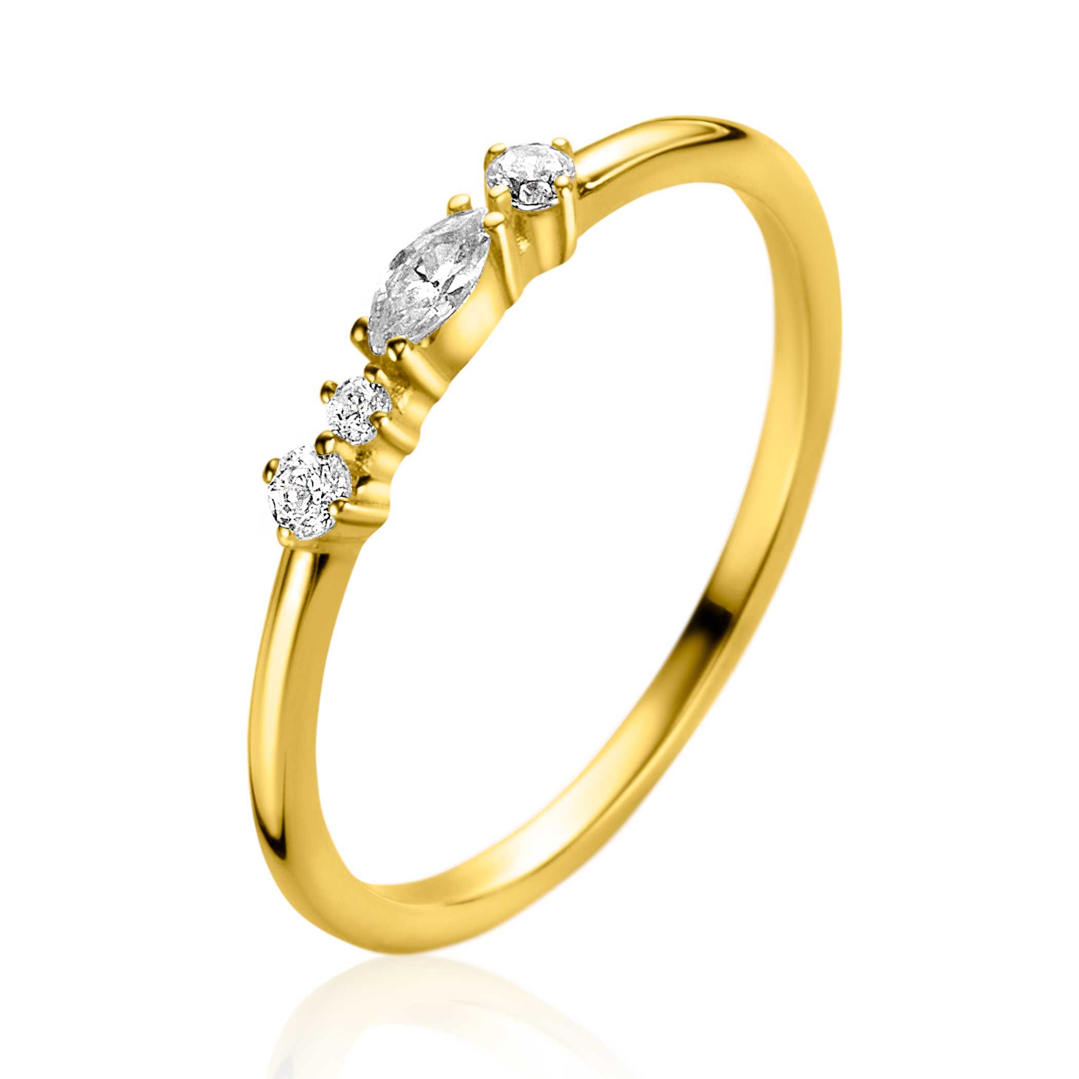 ZINZI Gold ring met verschillende vormen zirc.mt. 58