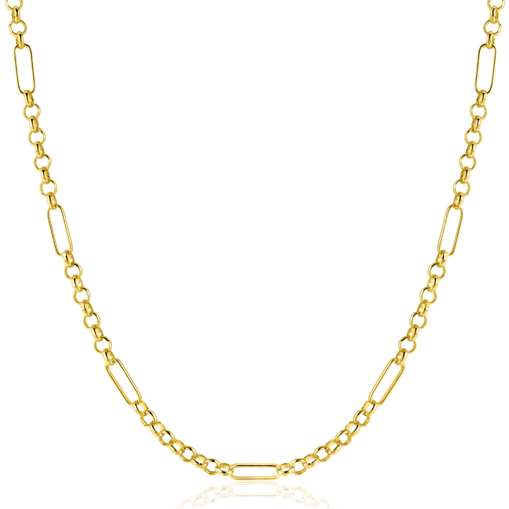 ZINZI Gold 14 Karat massives Goldkette mit Paperclip-Gliedern kombiniert mit Ankerkettengliedern 41-43cm ZGC495
