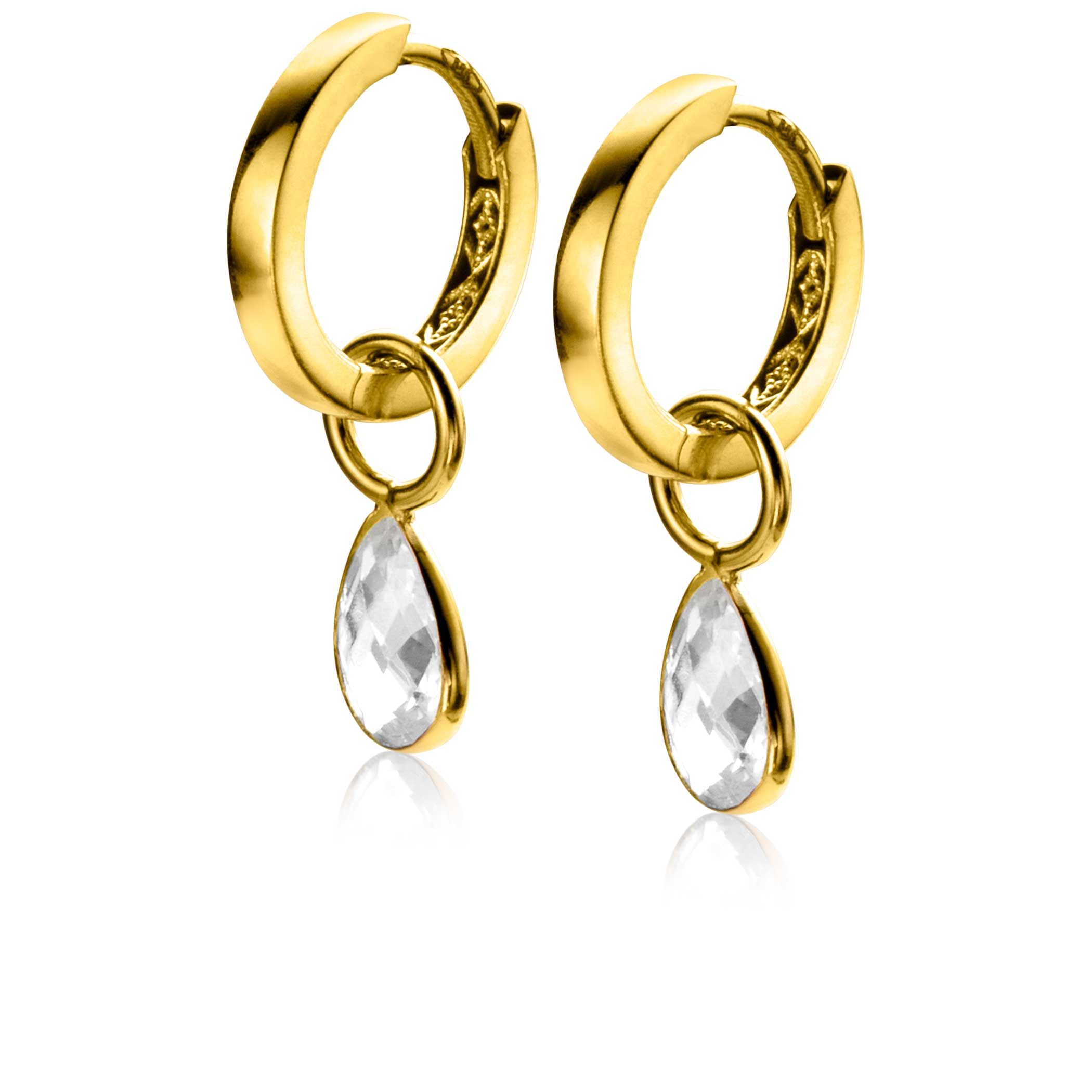 ZINZI GOLD oorbedels peer zirconia