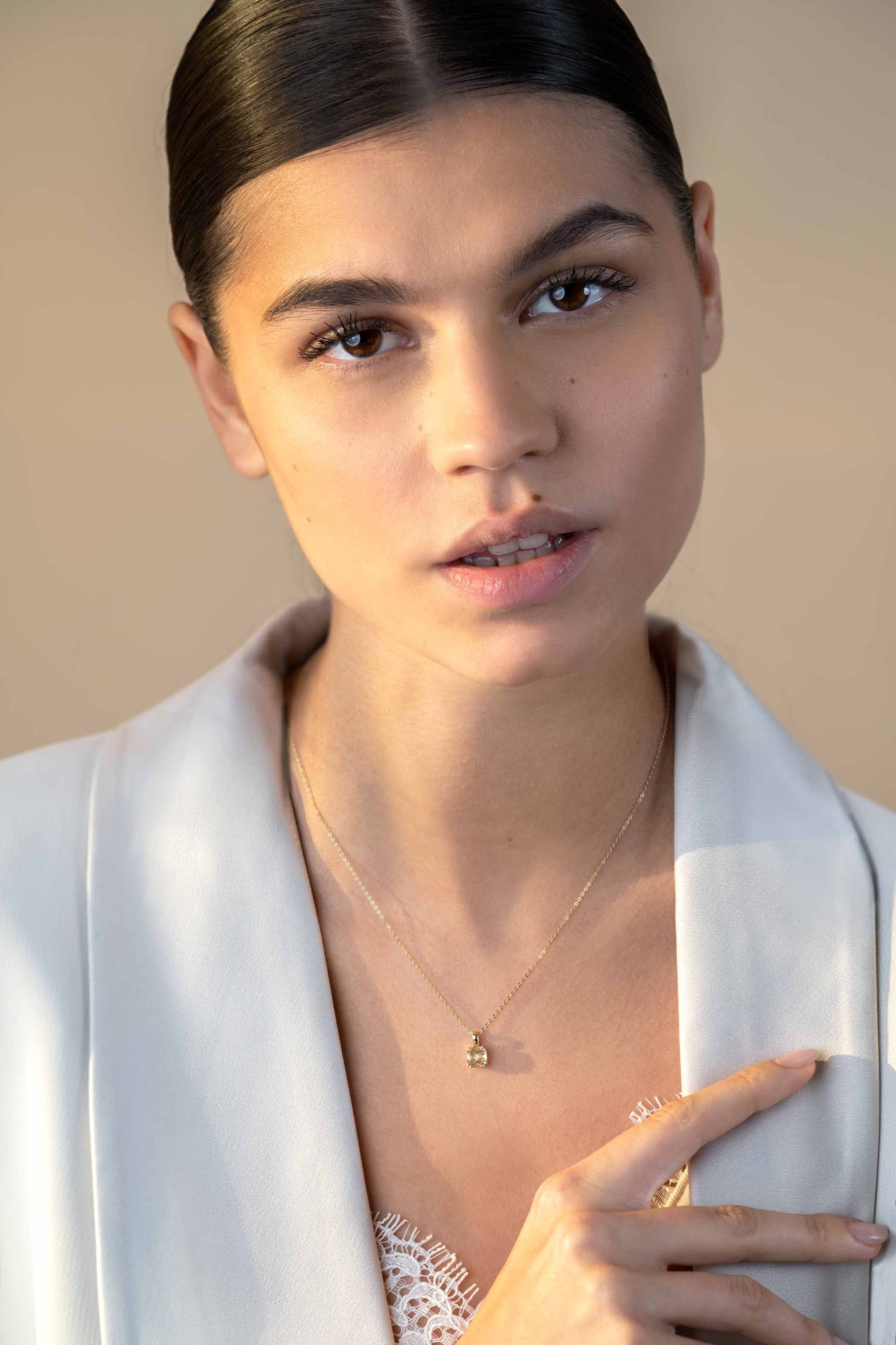 ZINZI GOLD collier met vk groene amethist hanger