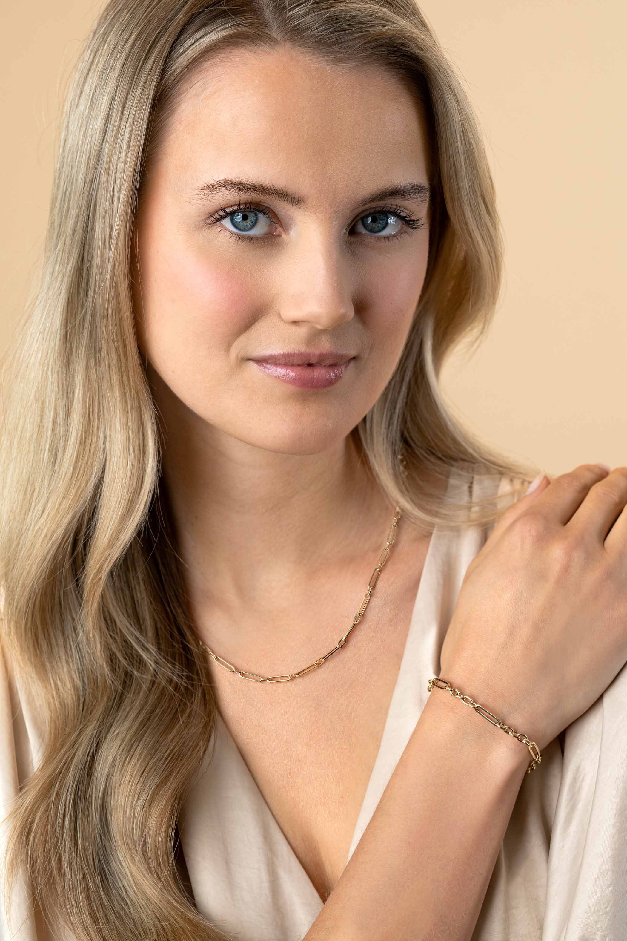 ZINZI GOLD collier paperclip en ovale schakels 45cm