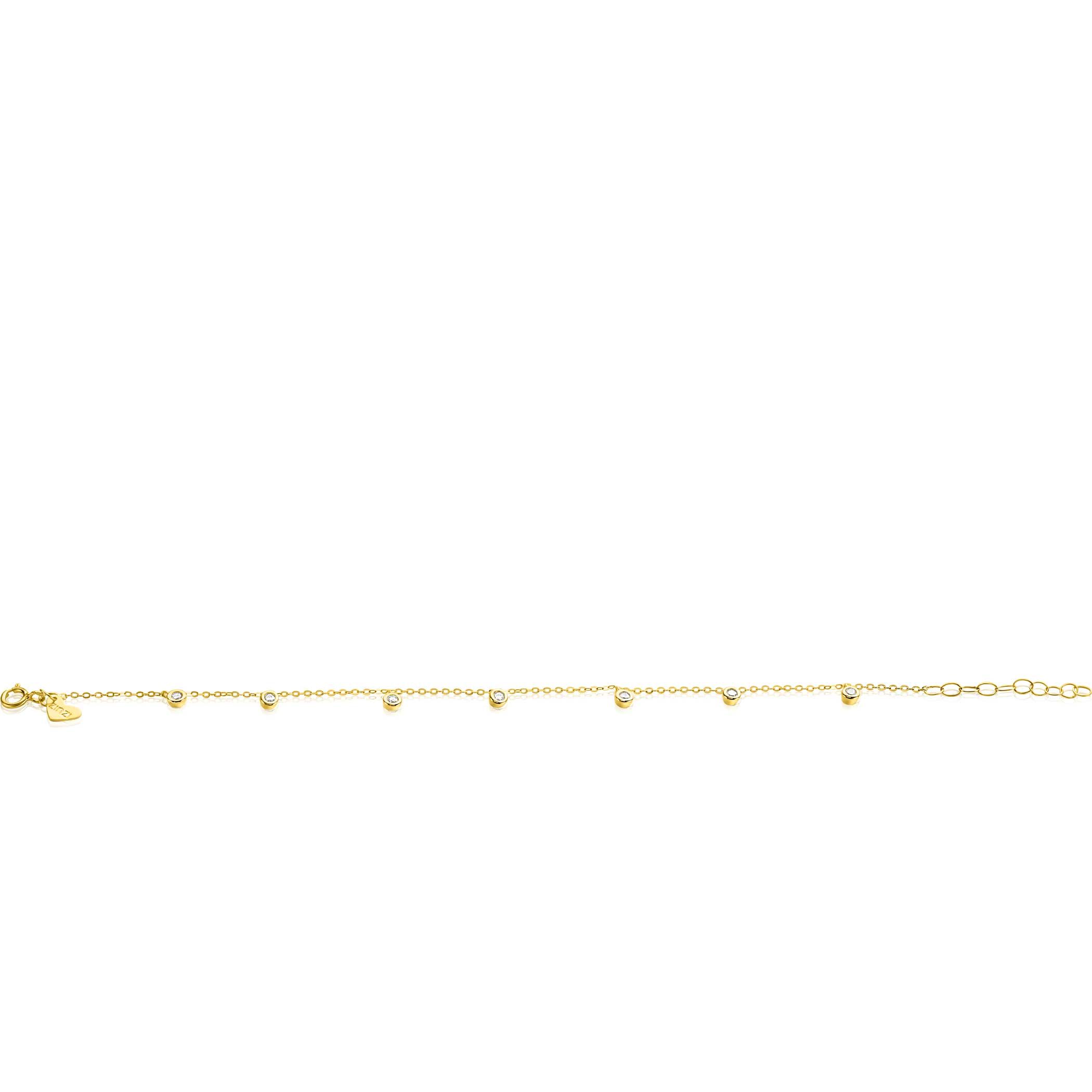ZINZI GOLD armband met 7 zirc.hangertjes