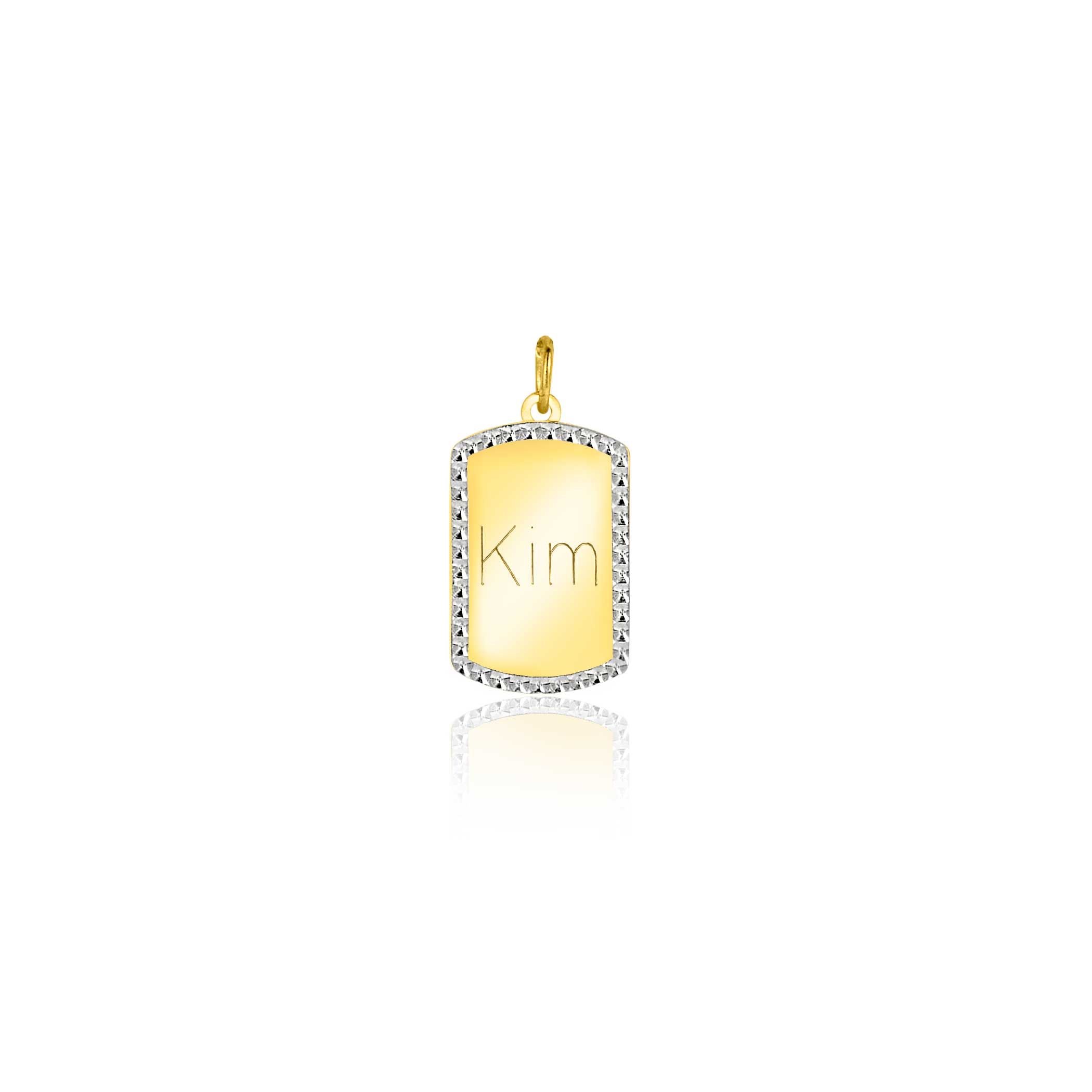 ZINZI GOLD hanger rechthoek gediam. randje 14mm
