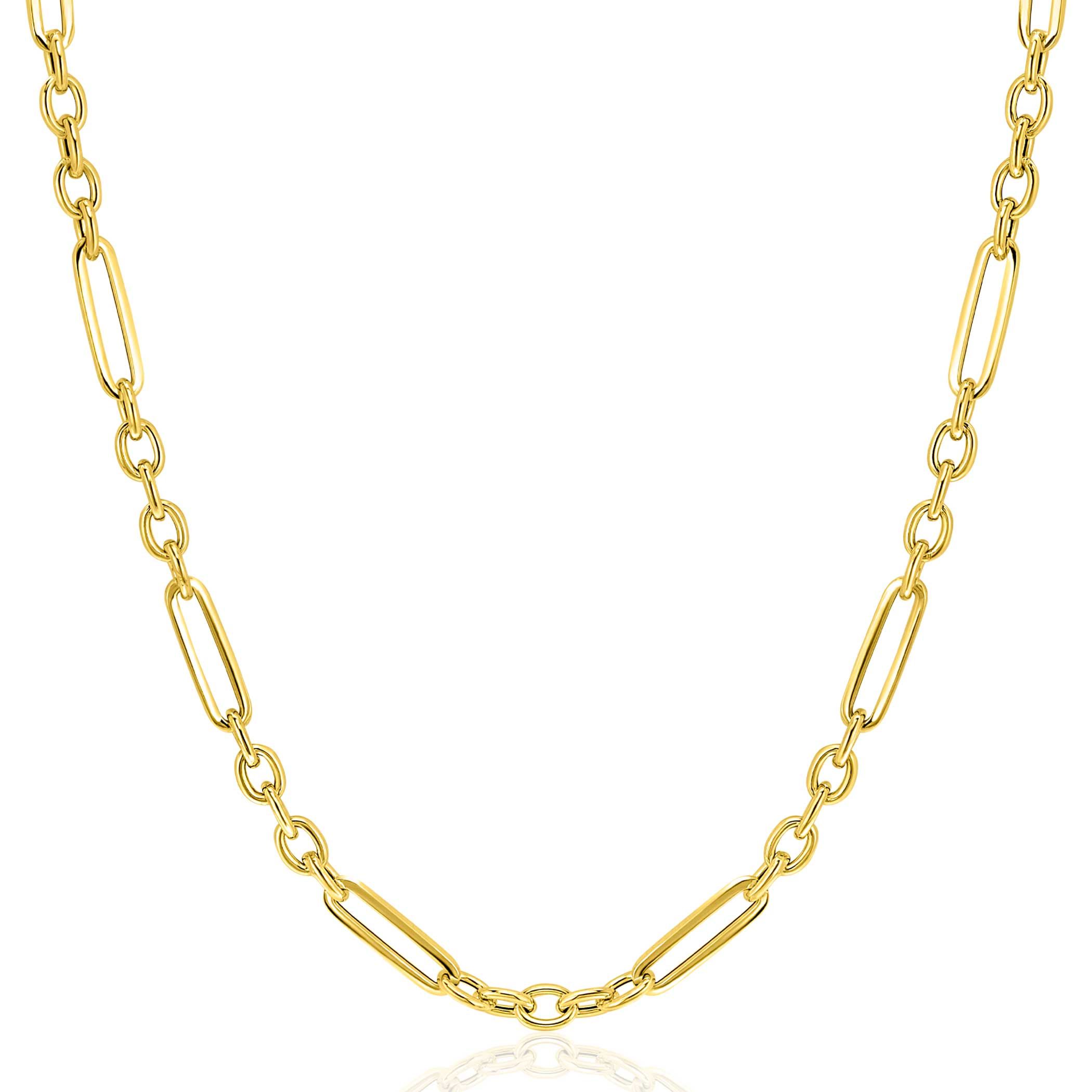 ZINZI GOLD collier paperclip en ovale schakels 45cm