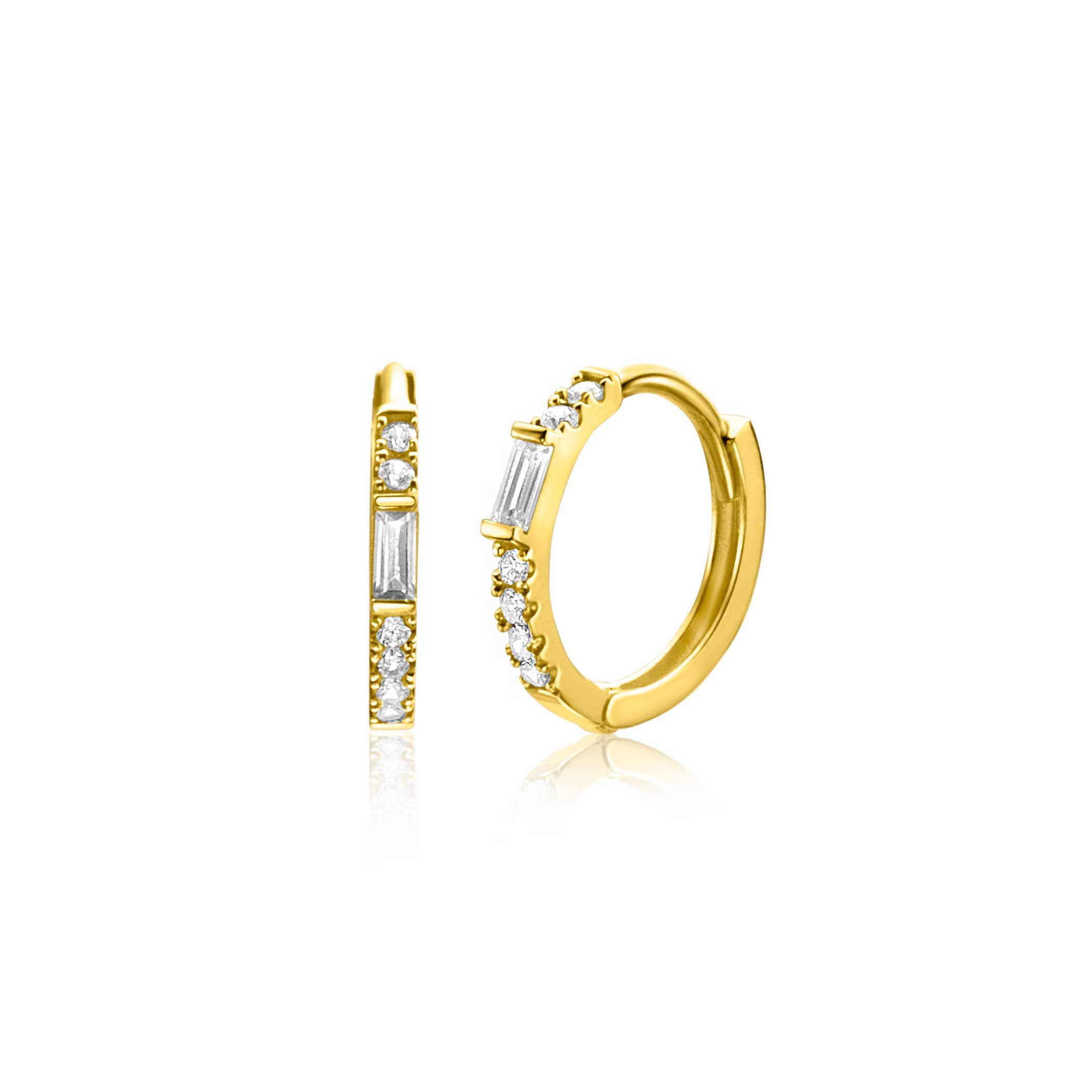ZINZI GOLD creolen zirconia/baquette 13,5x1.5mm