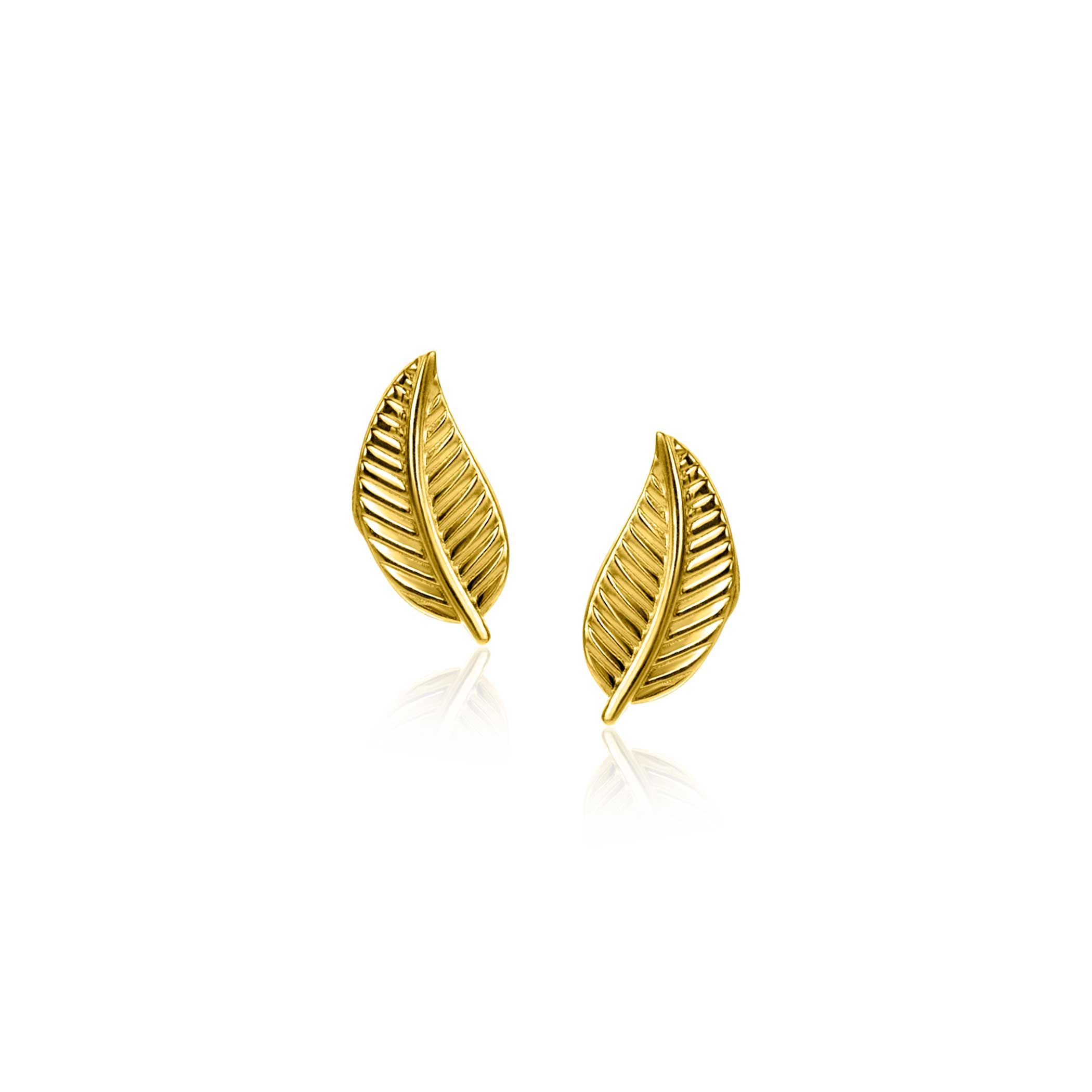 8mm ZINZI Gold 14kt goldene Feder-Ohrstecker ZGO522