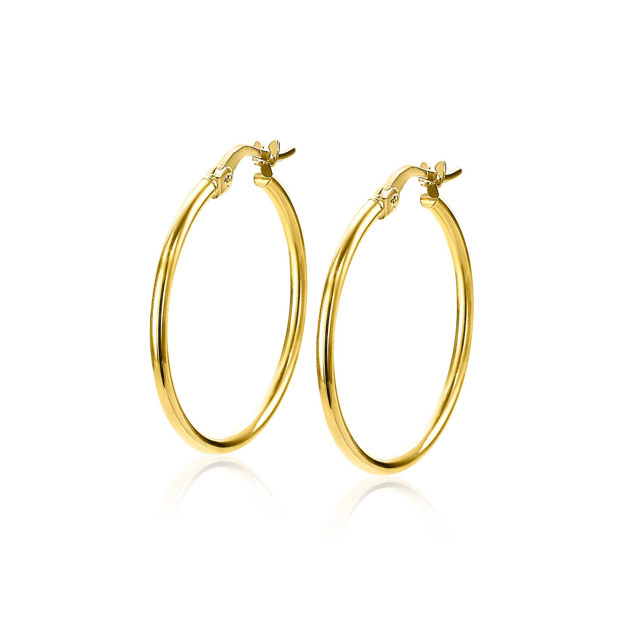 ZINZI Gold 14 Karat Gold Ohrringe rund rohrförmig 23 x 1,5mm ZGO260