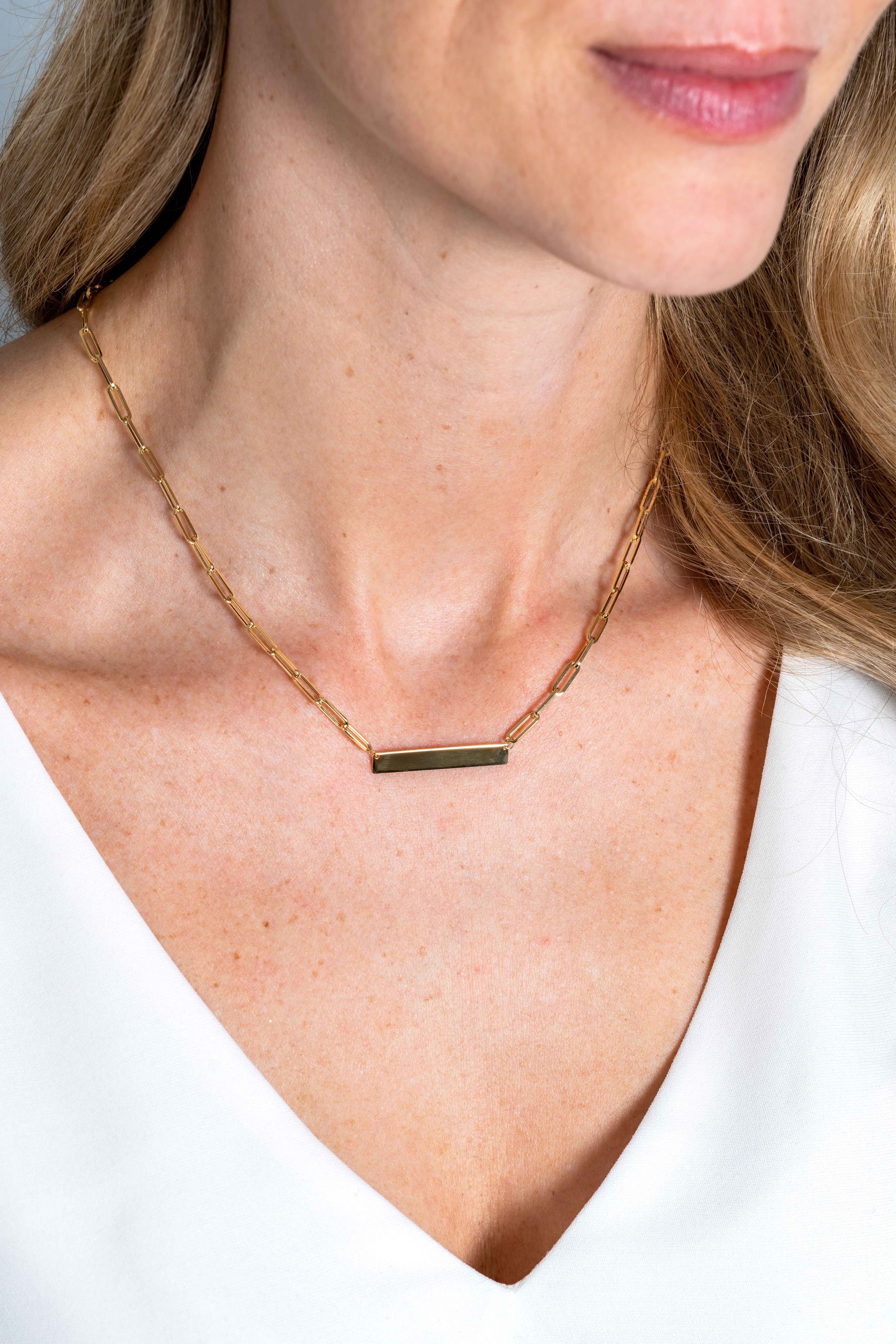 ZINZI GOLD collier paperclip 45cm met plaatje 30mm
