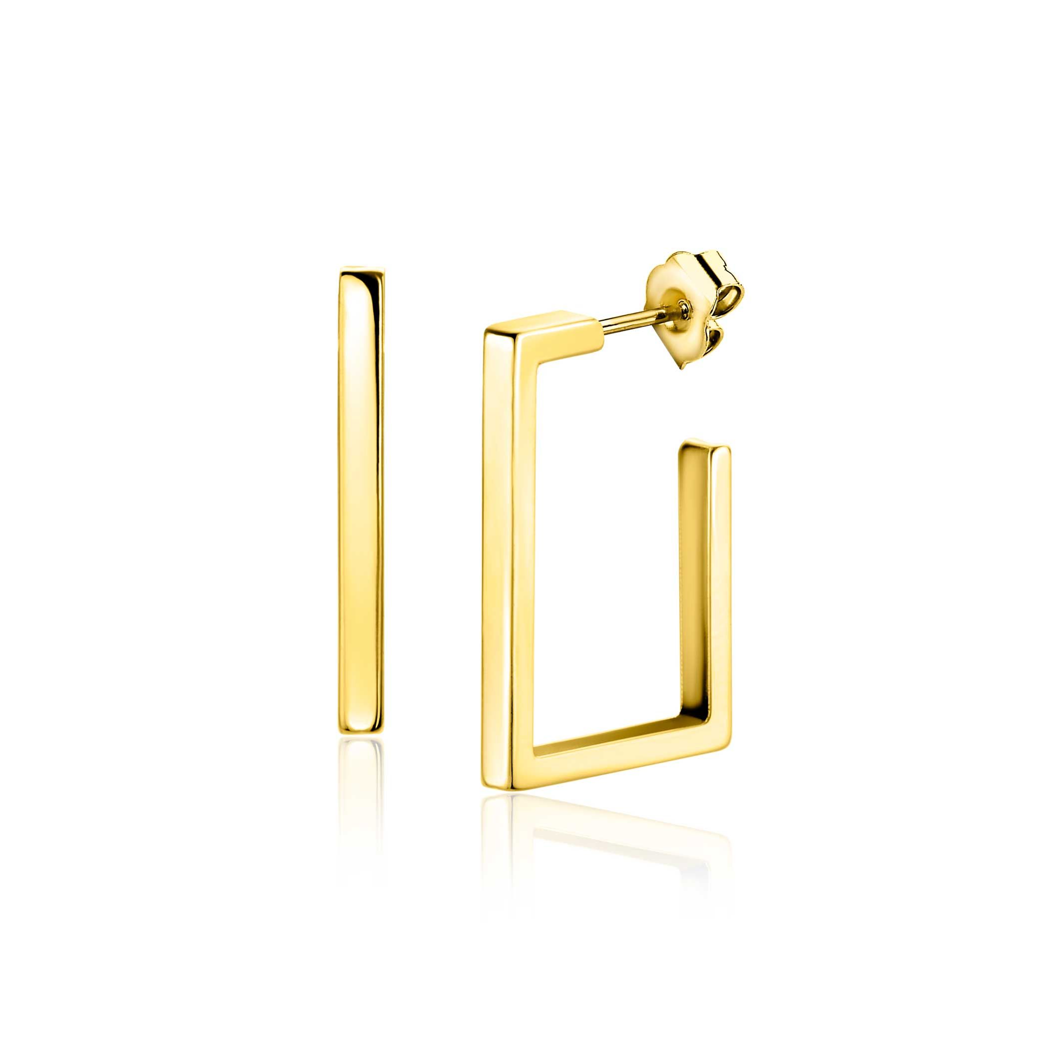23mm ZINZI Gold 14-karätige Goldohrringe mit großem, klarem quadratischem Design. Größe 23 x 2,4 mm. ZGO482
