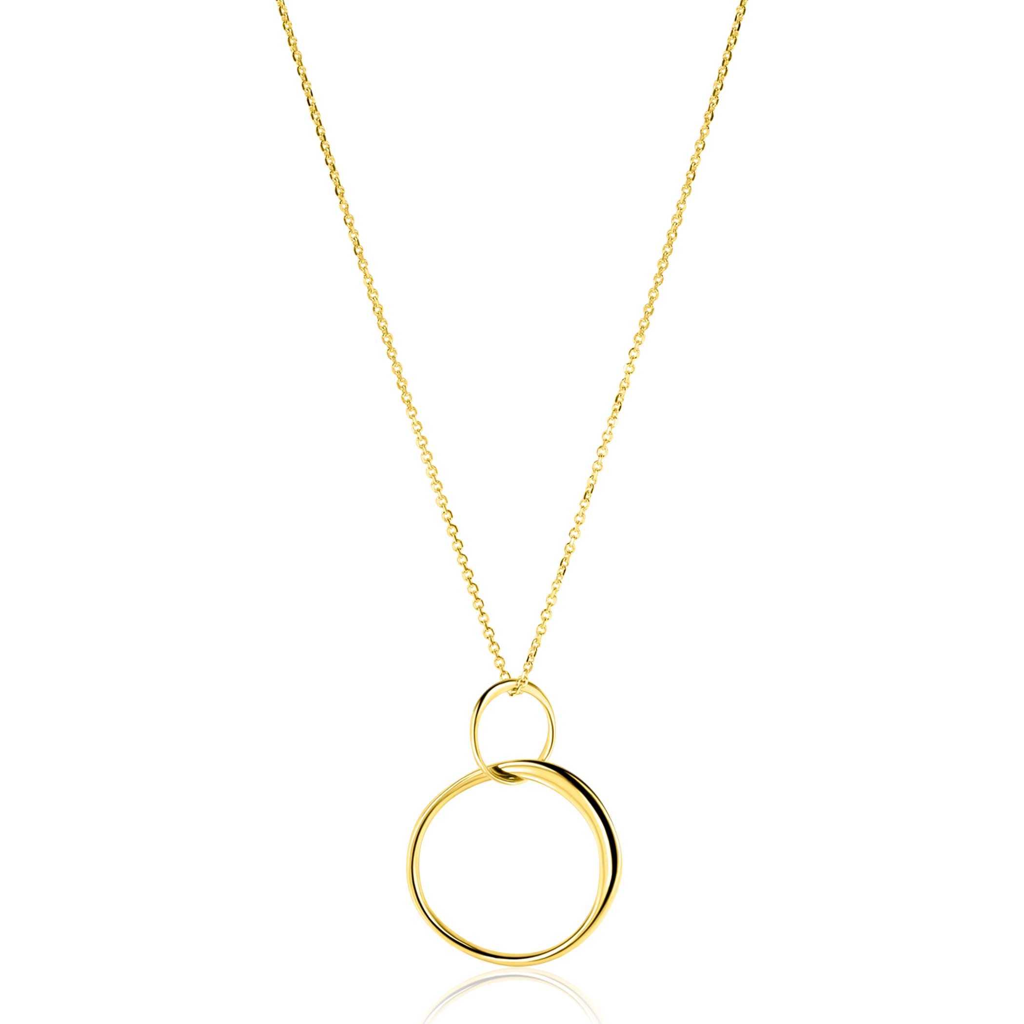 ZINZI GOLD collier met verbonden 2 rondjes hanger