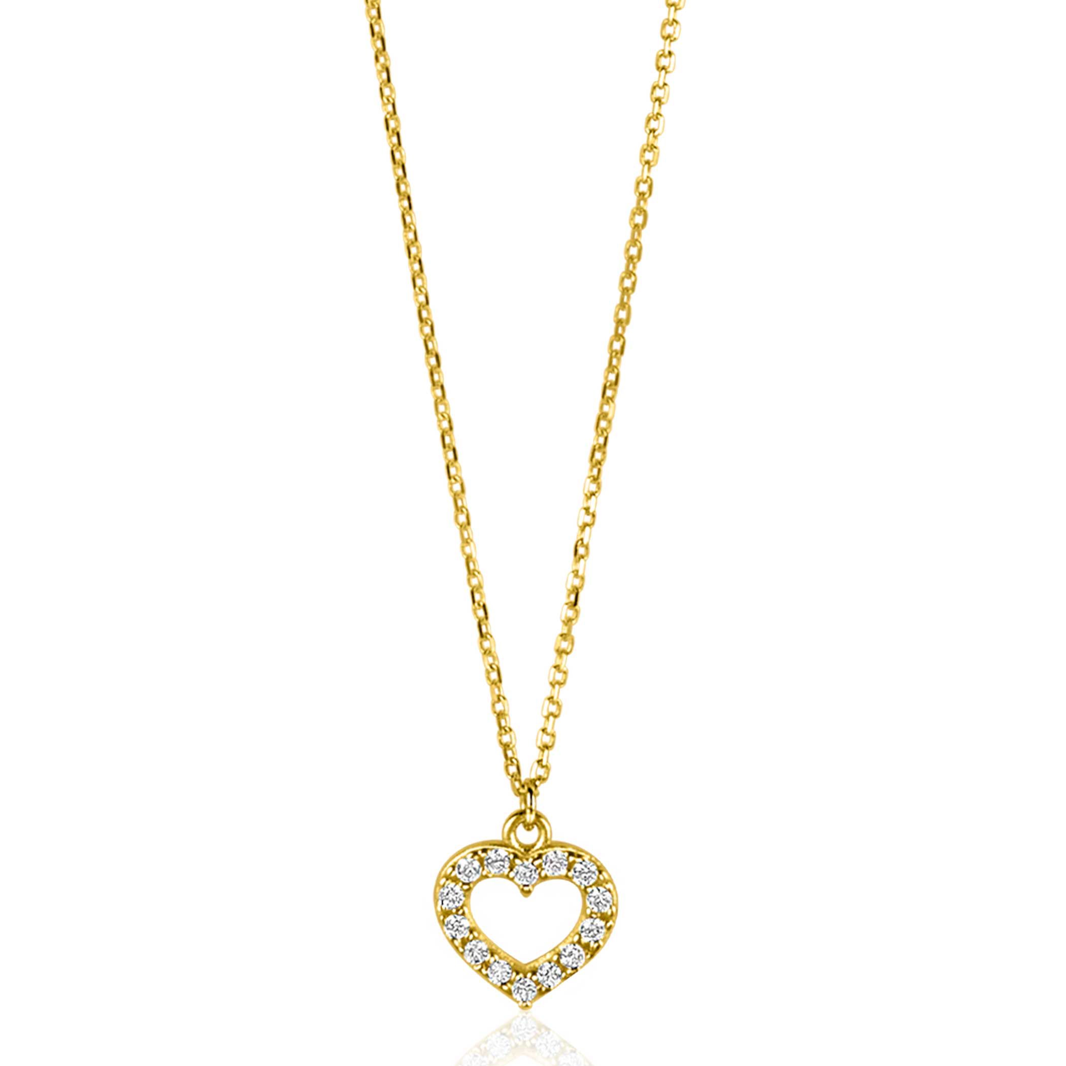 ZINZI GOLD coll.hanger open hart zirconia's 40/42cm
