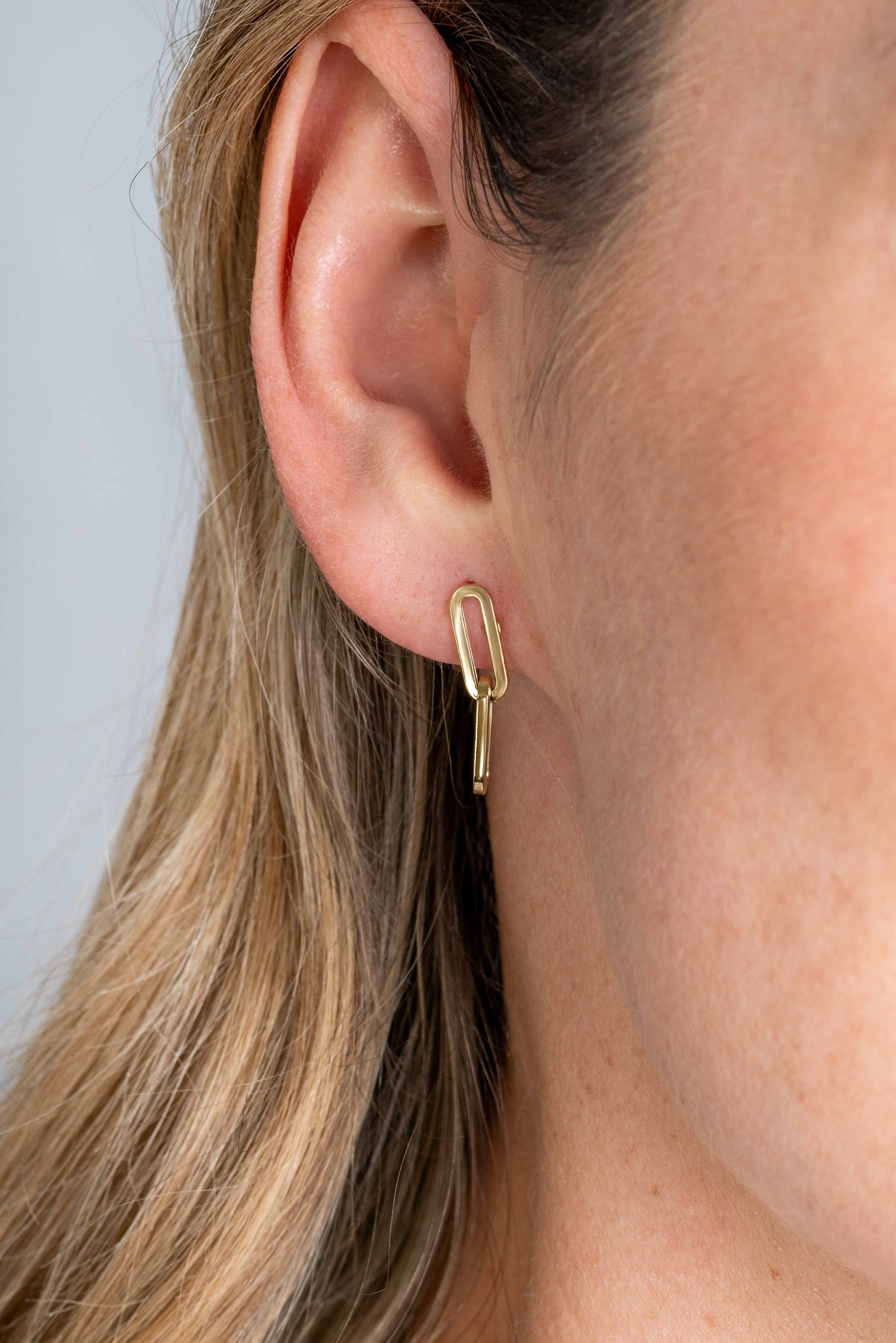ZINZI GOLD oorstekers 2x paperclip schakel 25mm