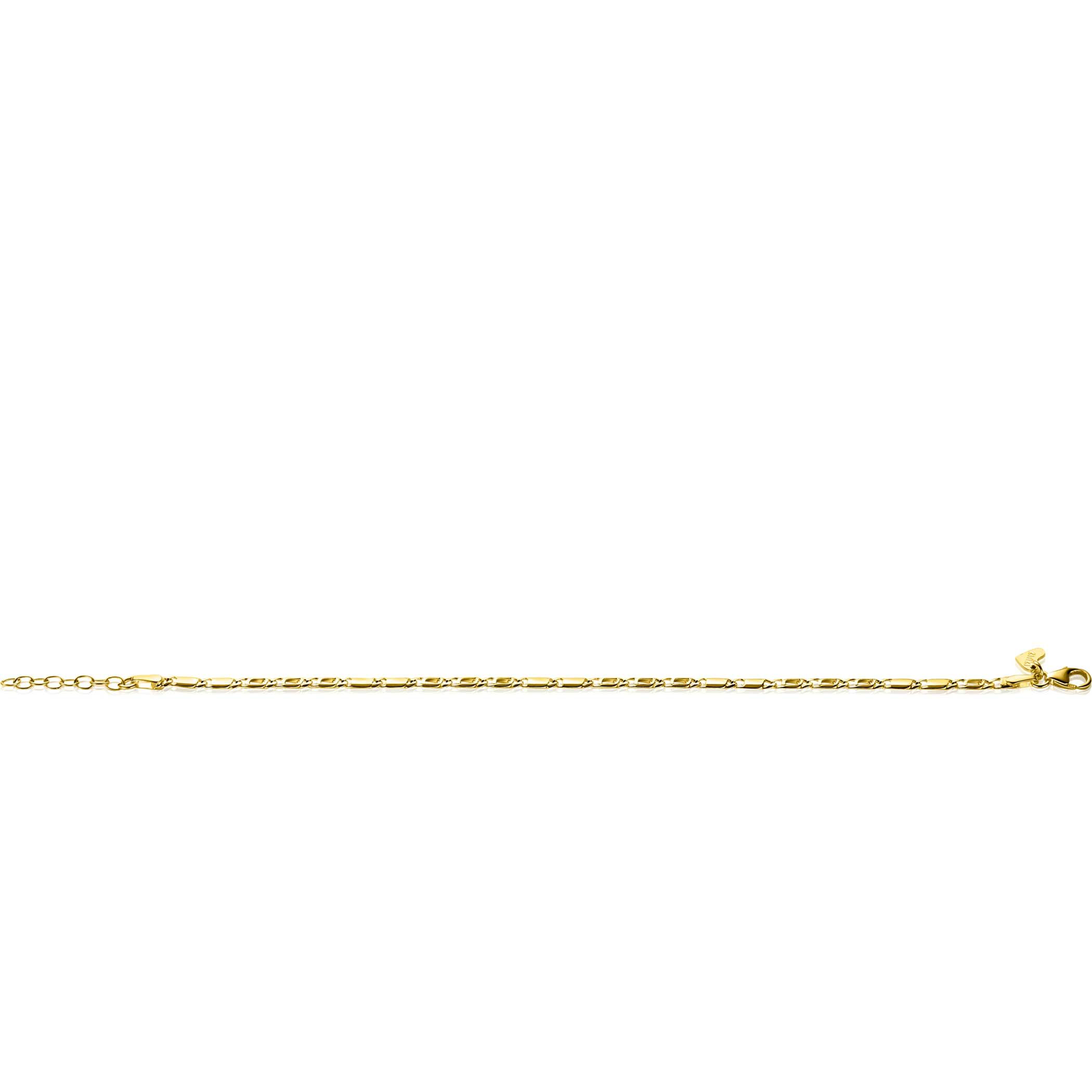 ZINZI Gold 14 Karat massives goldenes Armband mit Falkenauge-Gliedern und glänzenden Plättchen, 2,6 mm breit, 17-19 cm lang, ZGA499