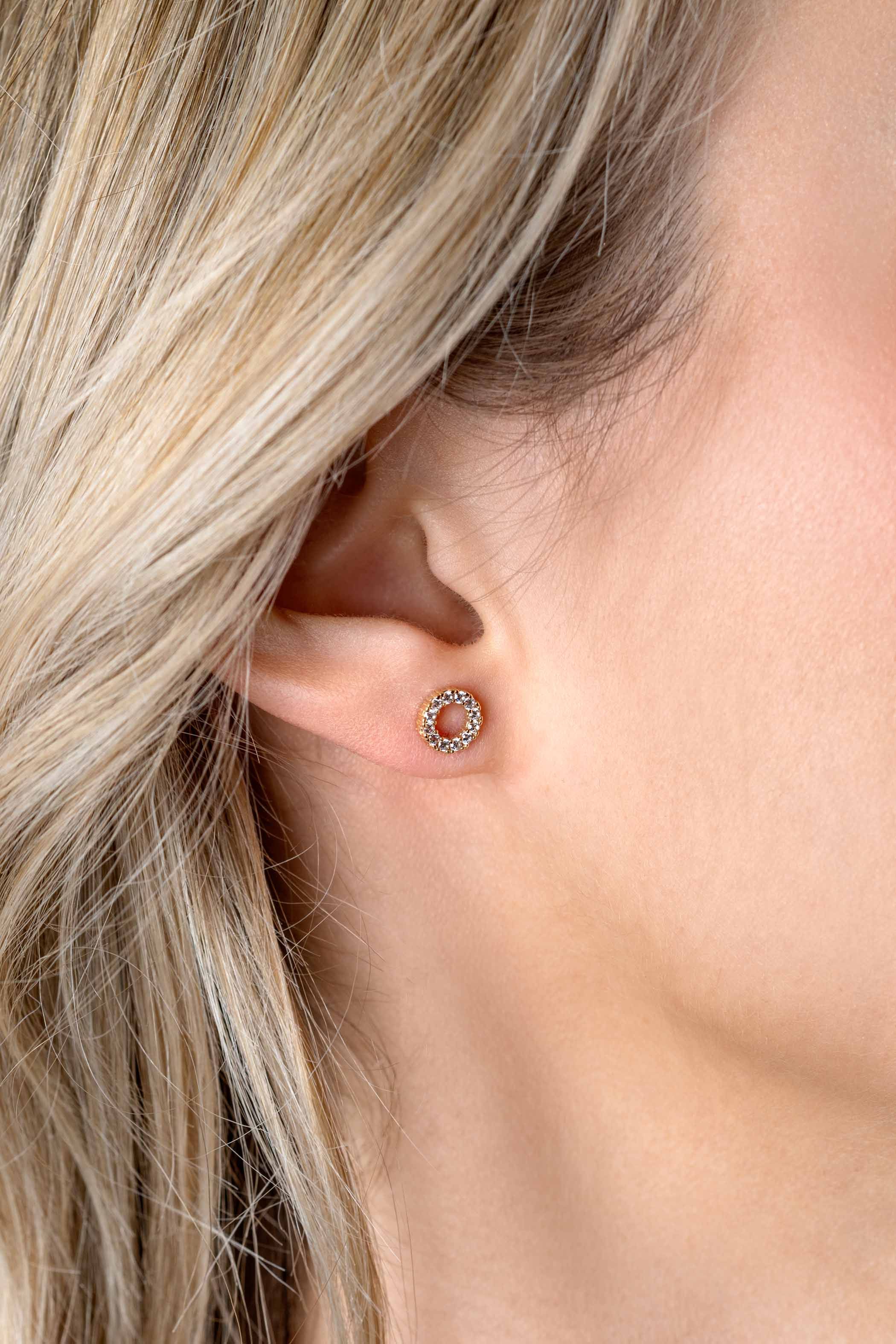 ZINZI GOLD oorknopjes open rondjes zirconia's