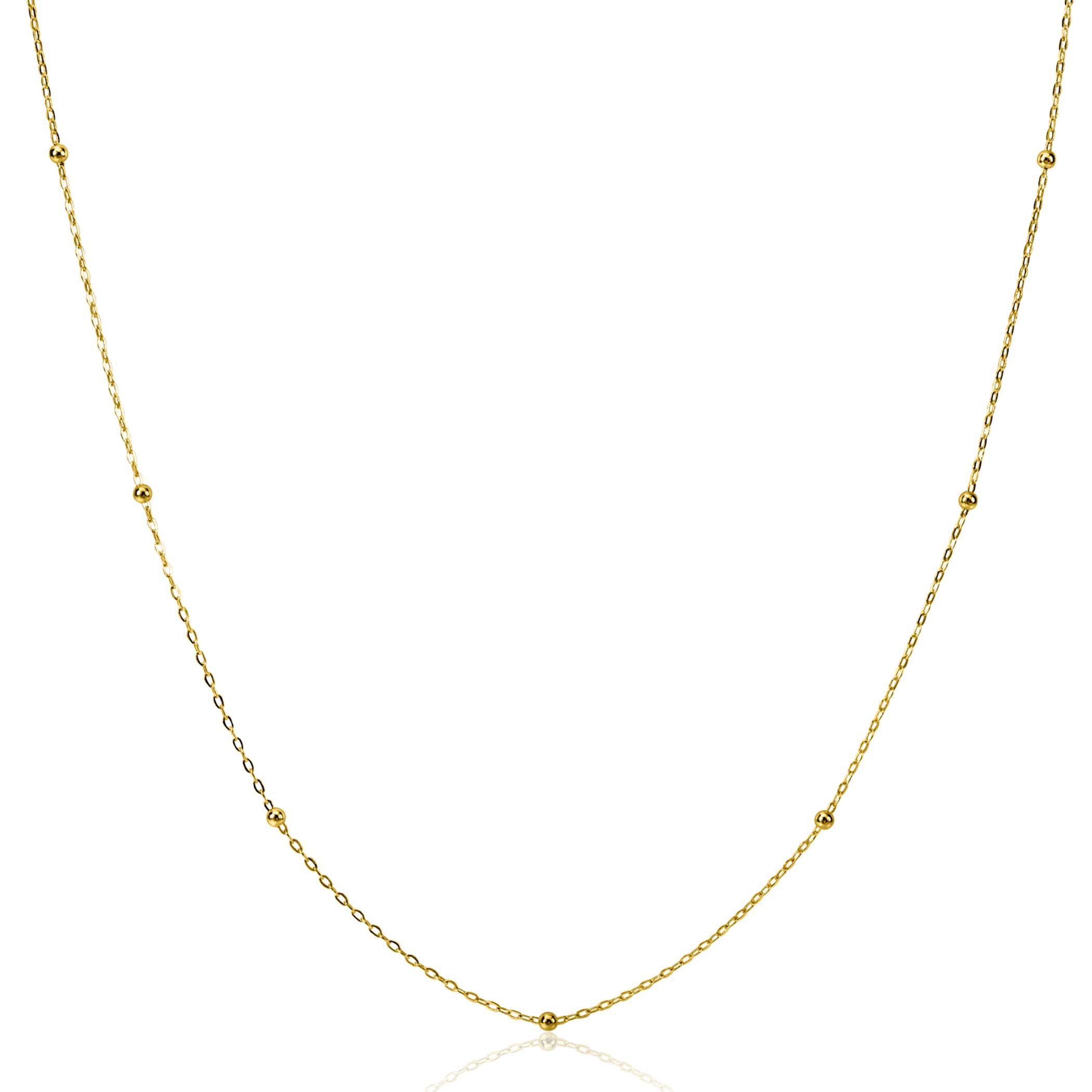 ZINZI Gold 14 Karat goldene Gliederkette mit Kugeln, 1,5mm breit, Länge 42-45cm ZGC502
