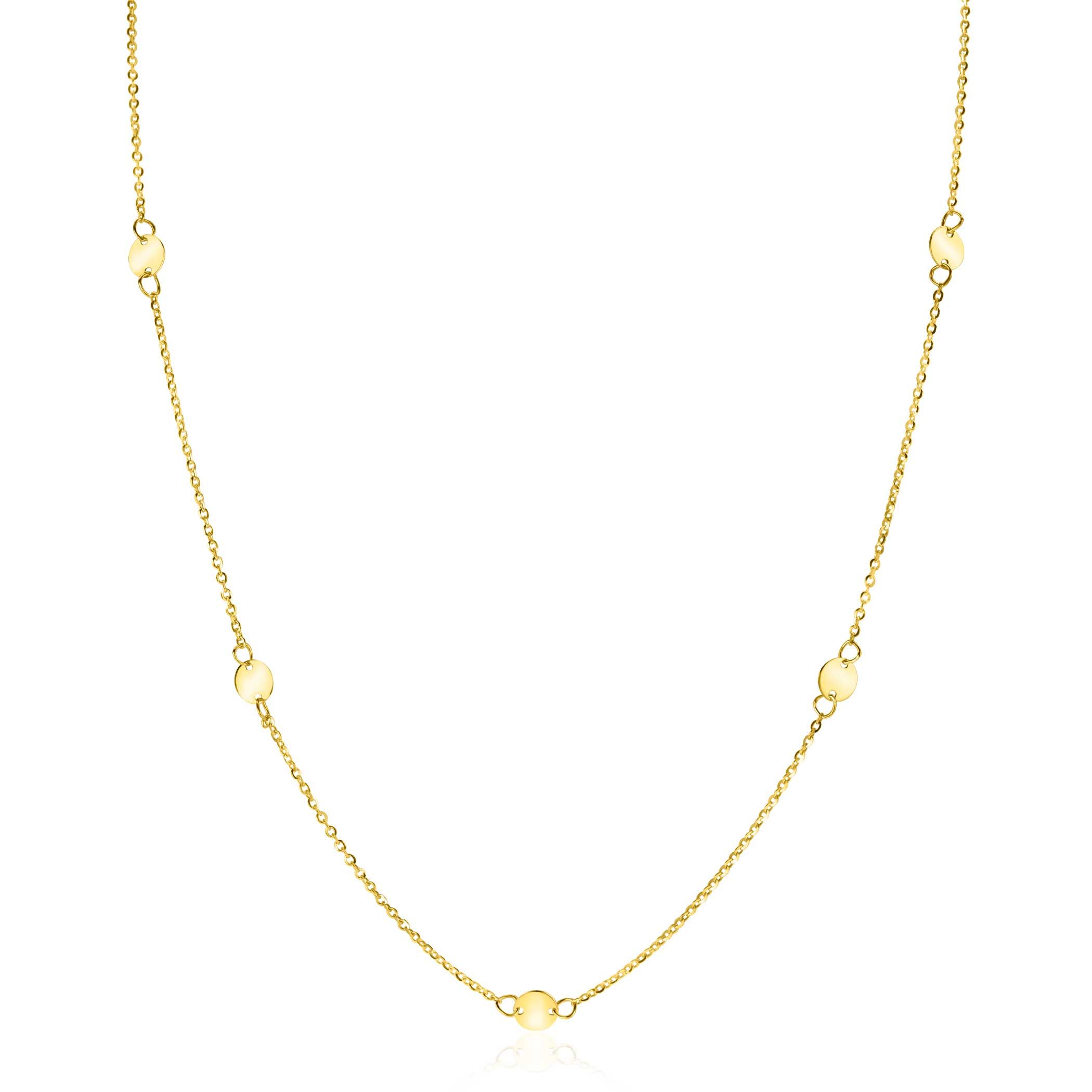 ZINZI GOLD collier met 6 ronde plaatjes 43/45cm