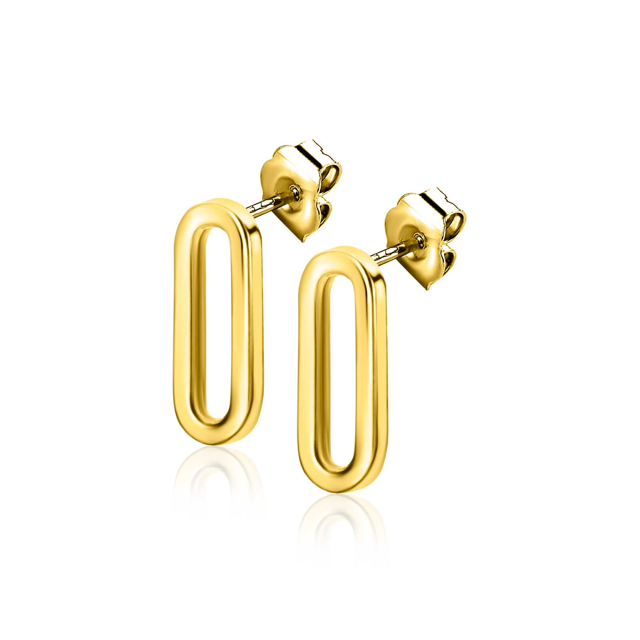 ZINZI GOLD oorstekers paperclip schakel 14mm