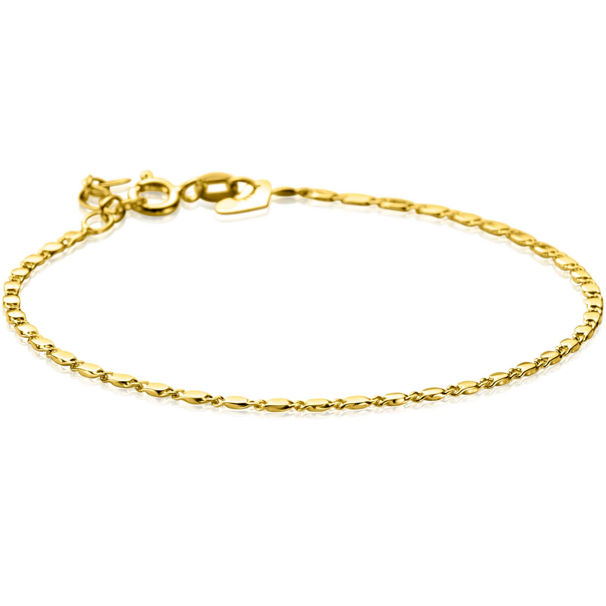 ZINZI Gold 14 Karat massives goldenes Armband mit glänzenden Fantasieplättchen, 1,7 mm breit, 17-19 cm ZGA497