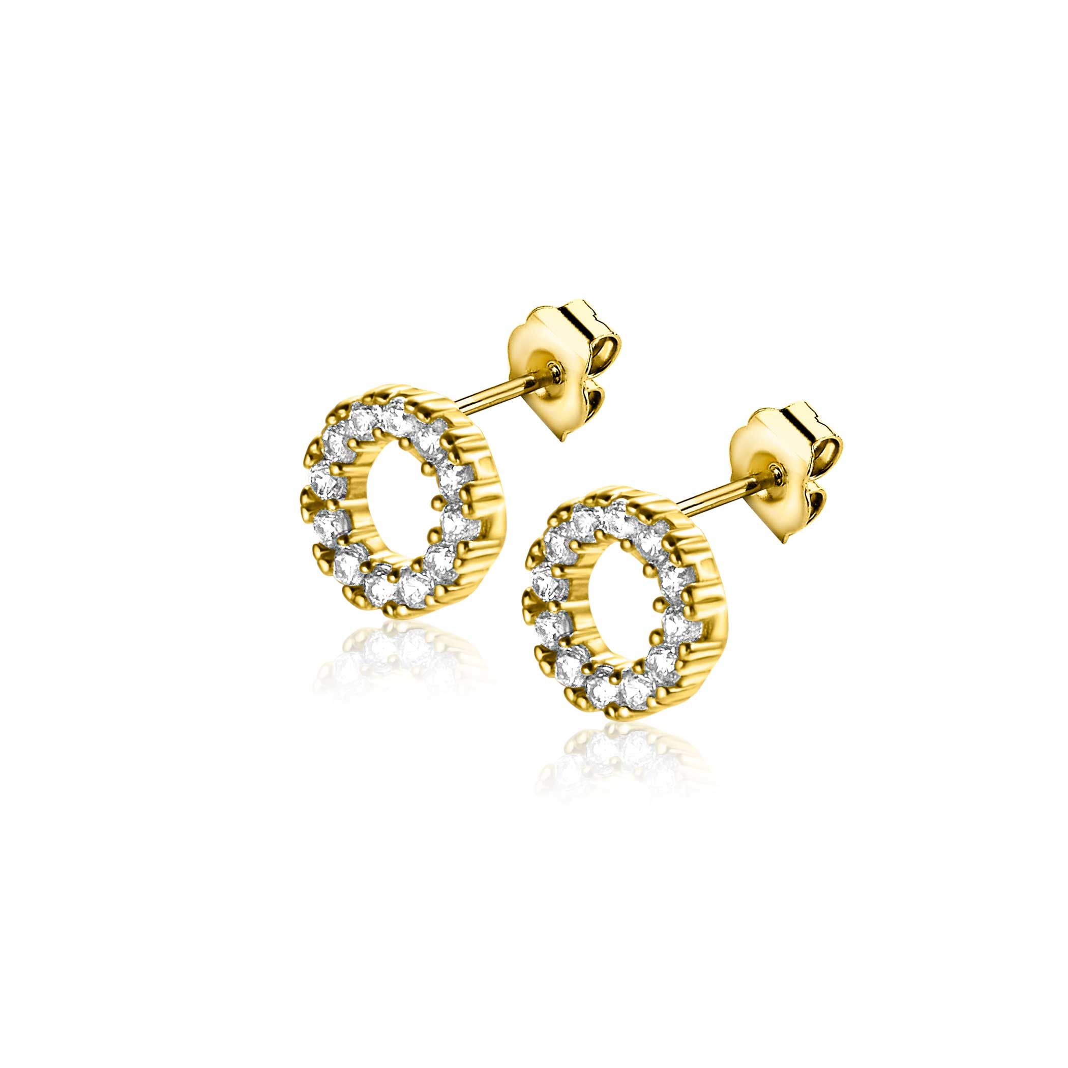 ZINZI GOLD oorknopjes open rondjes zirconia's