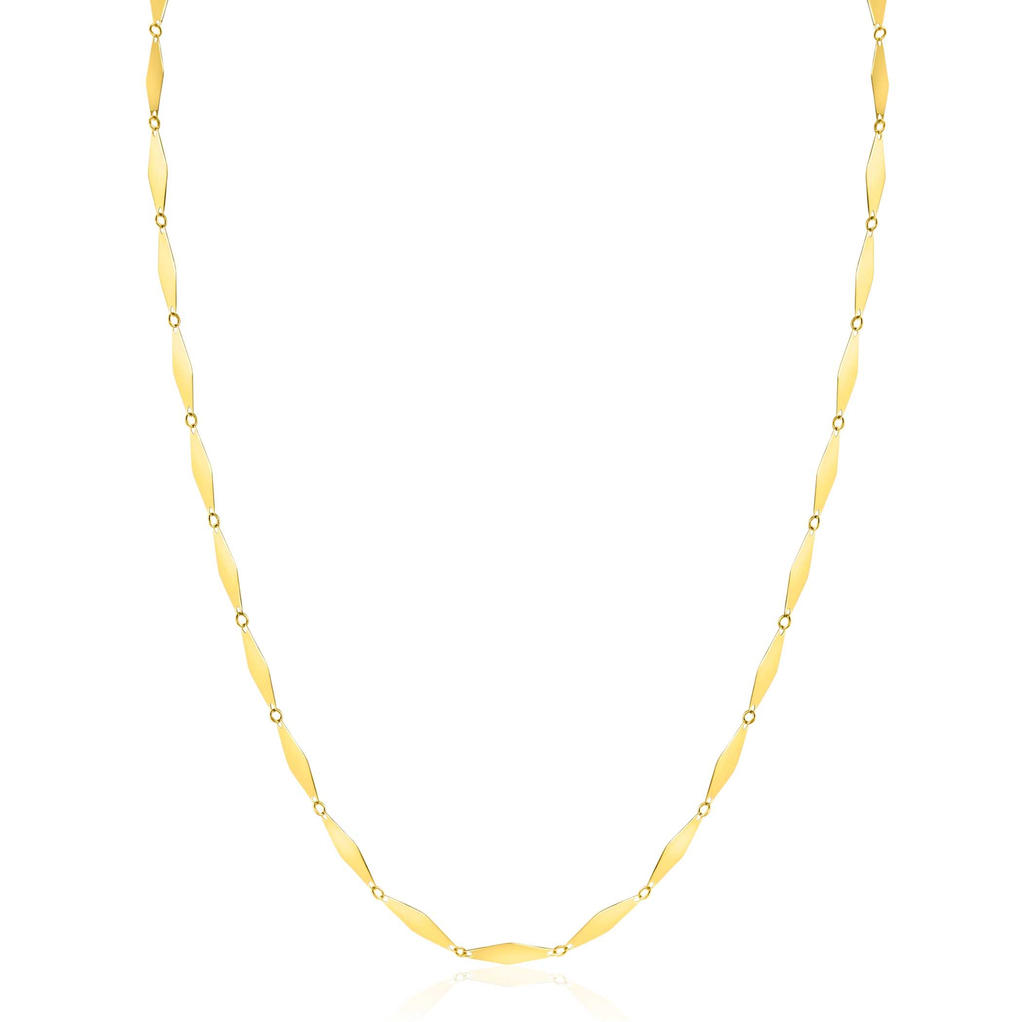 ZINZI Gold 14 Karat goldene massive Kette mit glänzenden langen rautenförmigen Gliedern 3mm breit 45cm ZGC492
