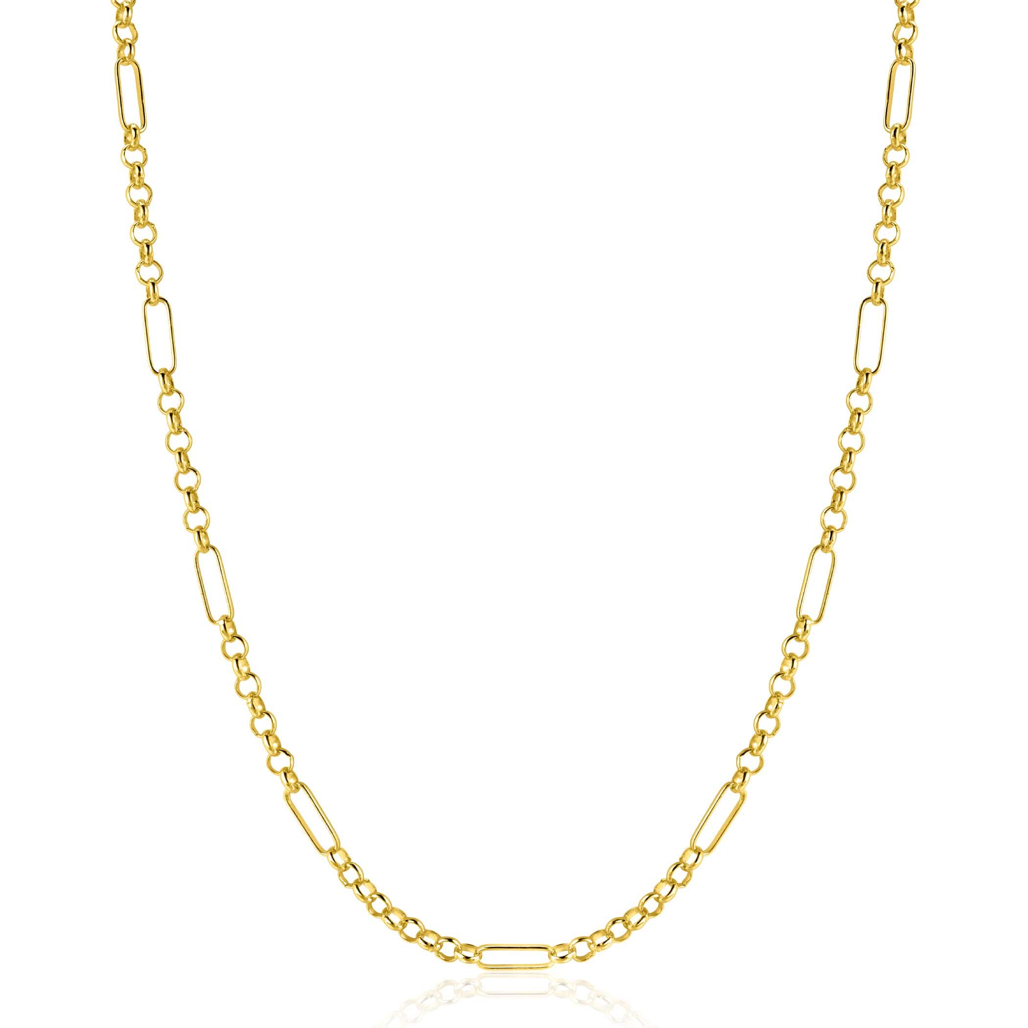 ZINZI Gold 14 Karat massives Goldkette mit Paperclip-Gliedern kombiniert mit Ankerkettengliedern 41-43cm ZGC495
