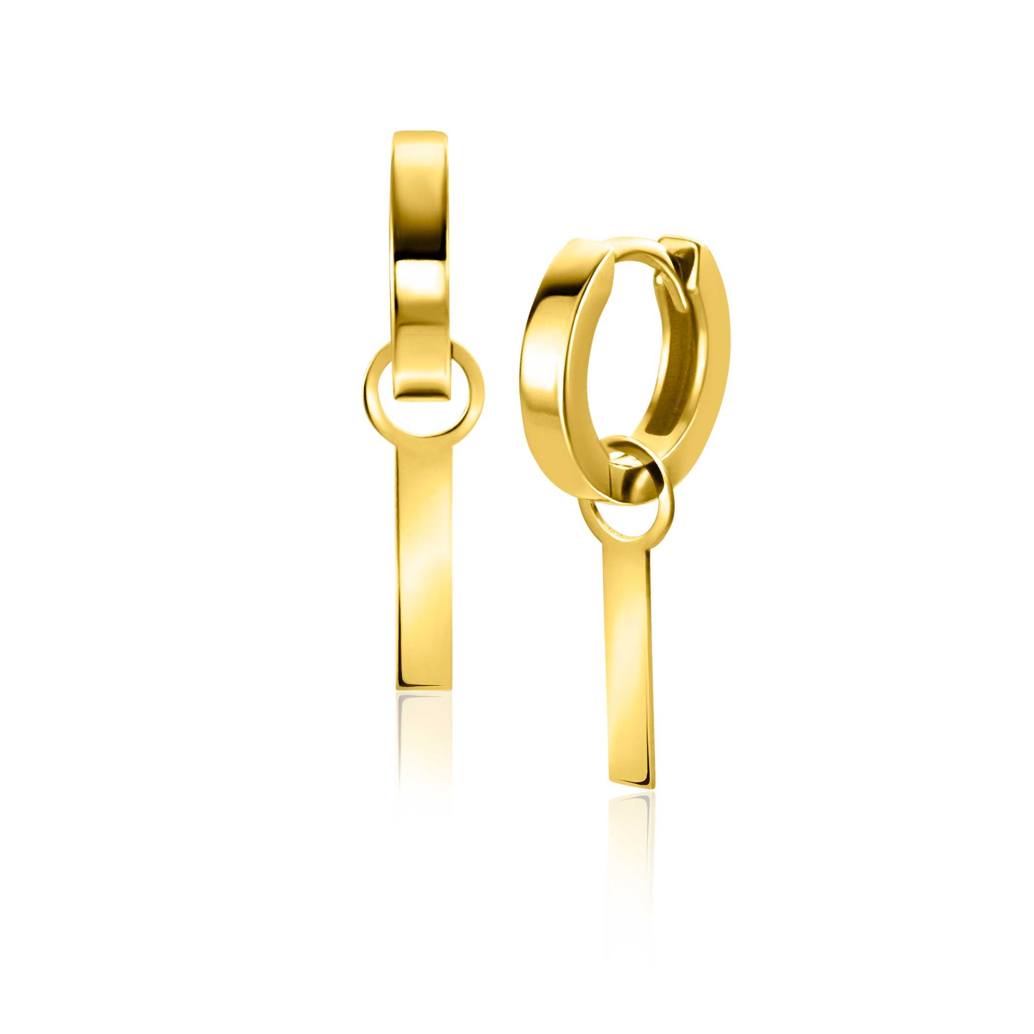 ZINZI GOLD oorbedels recht staafje plat