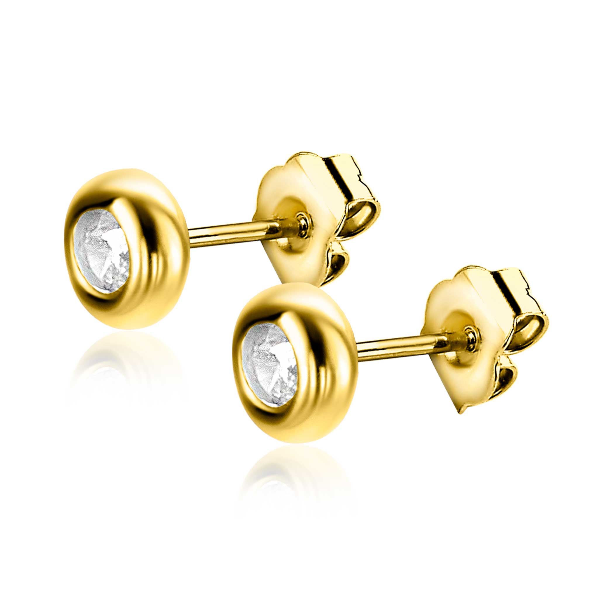 ZINZI GOLD oorknopjes zirconia gladde kast 4.2mm