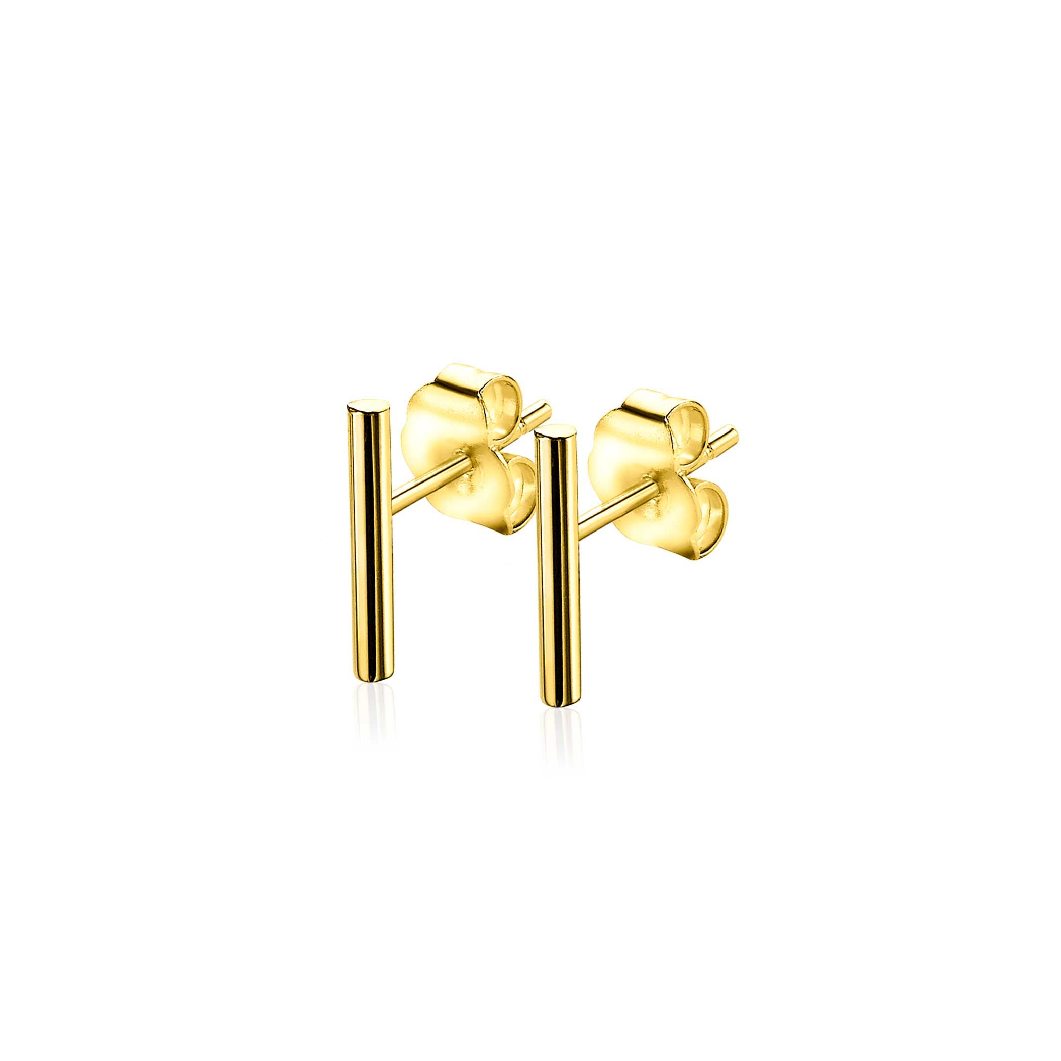 ZINZI Gold 14 Karat Gold Ohrstecker rund rohrförmig 10mm ZGO183