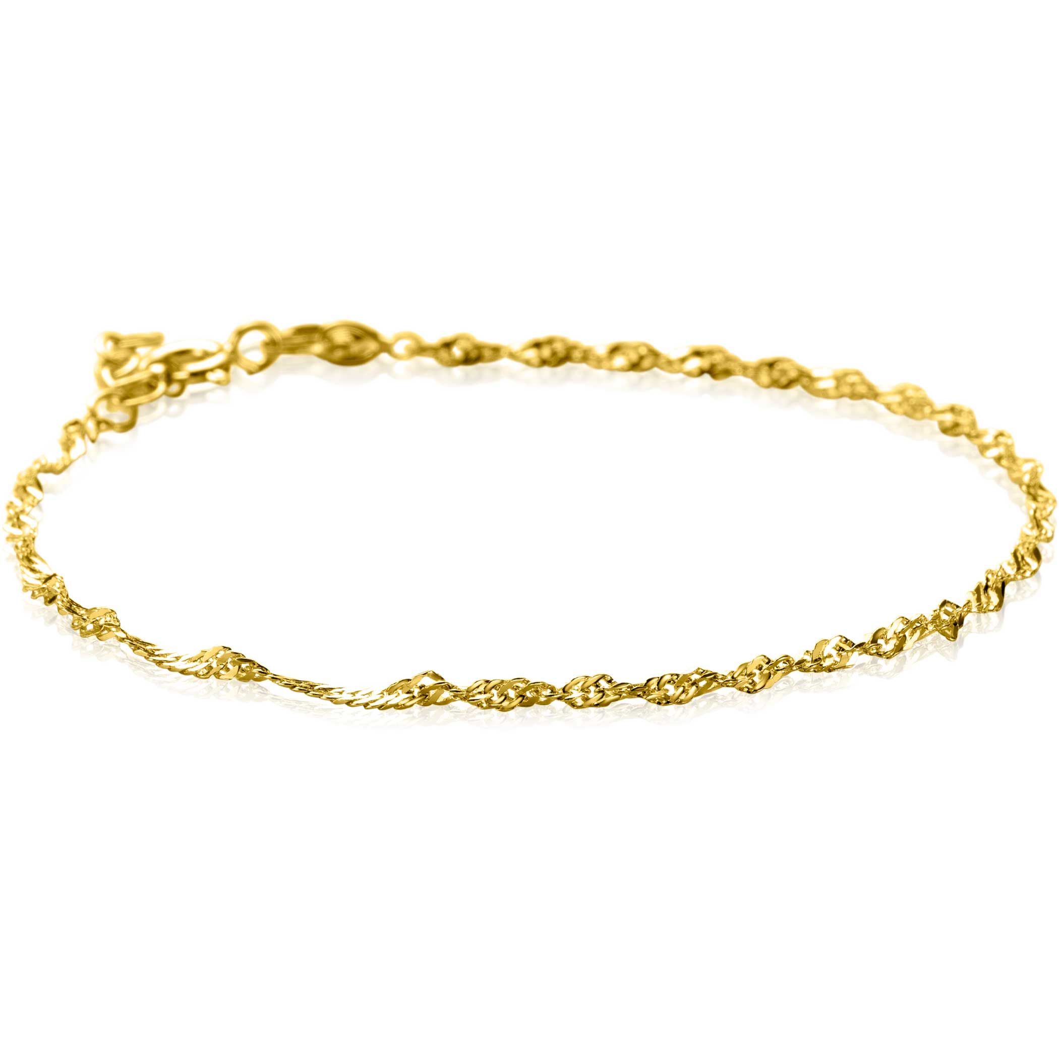 ZINZI Gold 14-Karat massives goldenes Singapur-Armband 1,8 mm breit, 17-19 cm lang, ZGA501