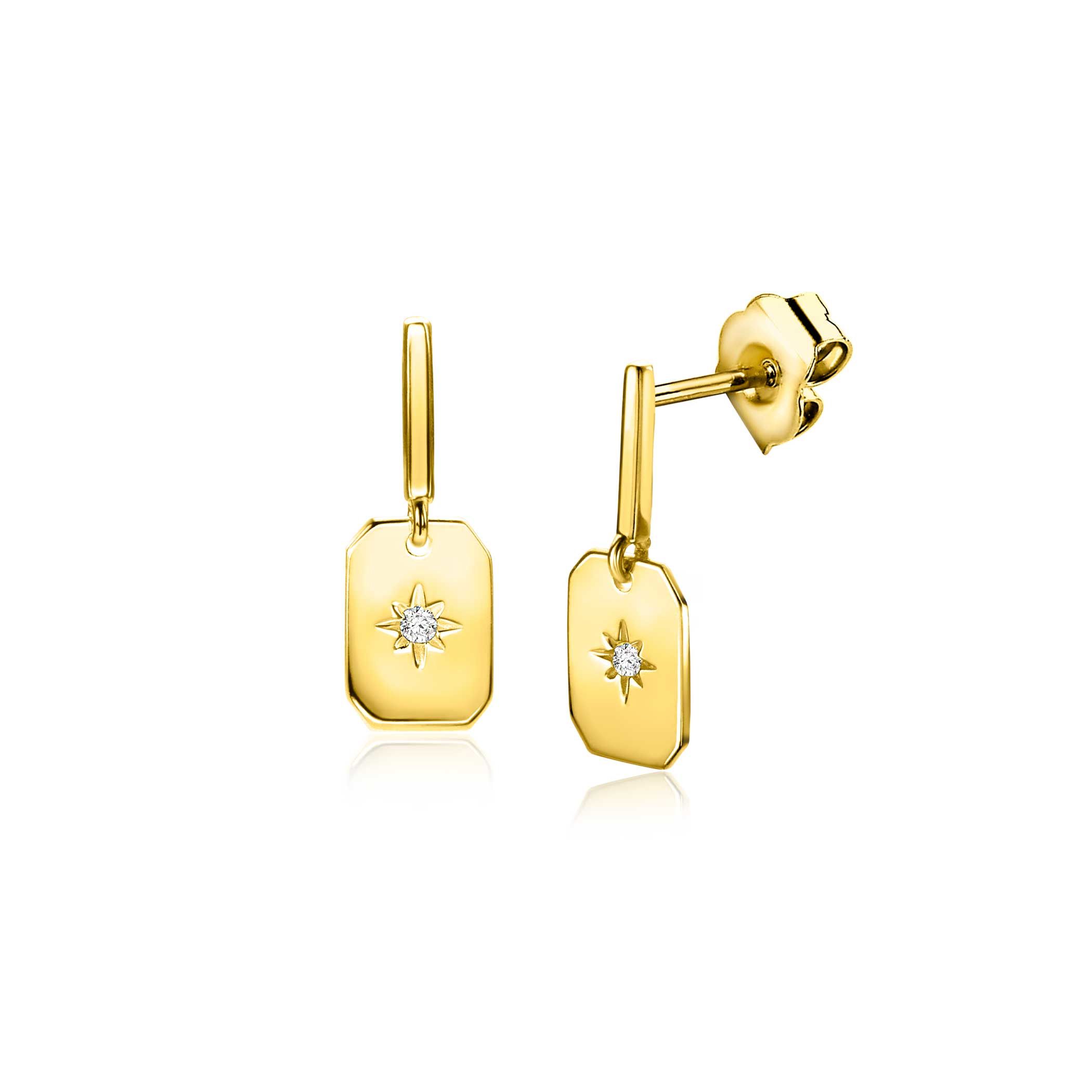 ZINZI GOLD oorst.staafje rechth.plaatje/cz.sterzetting