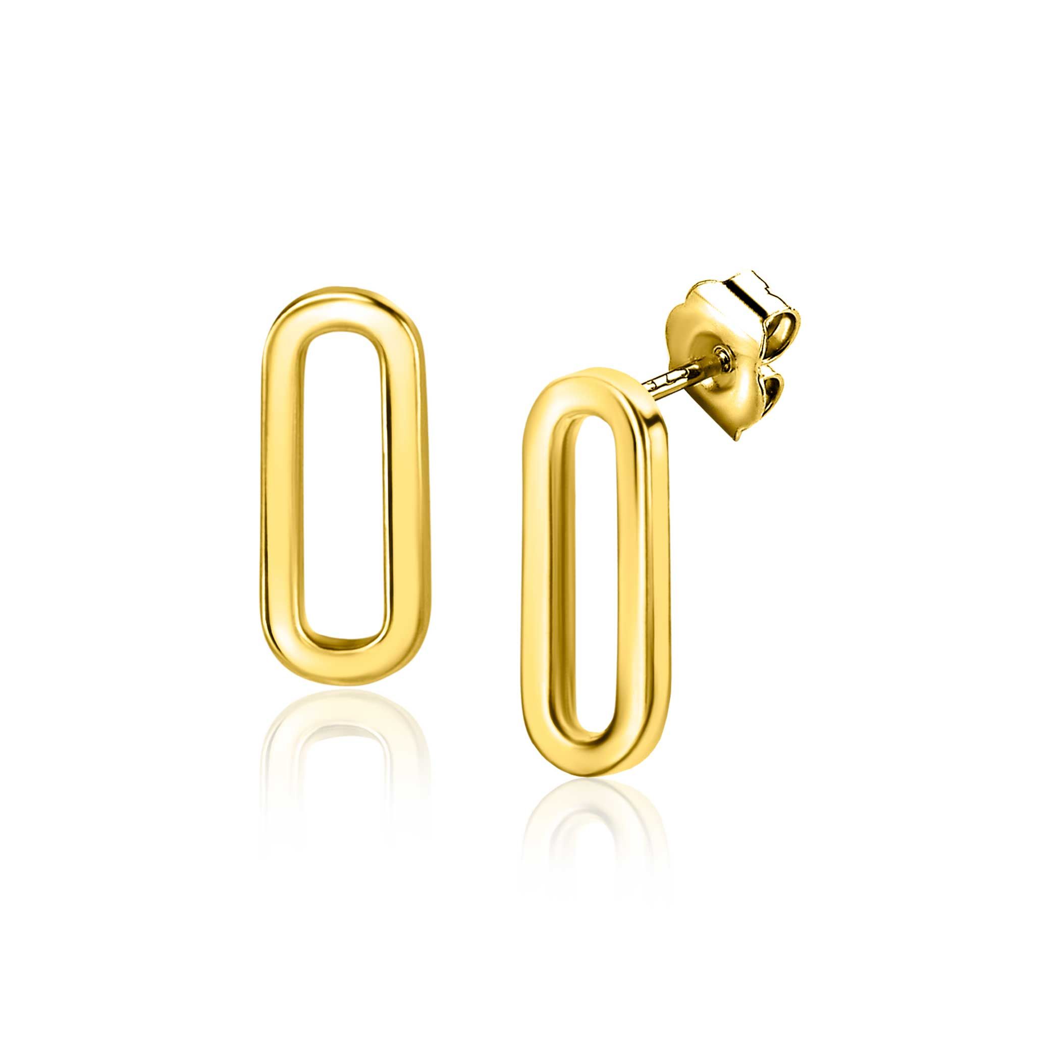 ZINZI GOLD oorstekers paperclip schakel 14mm