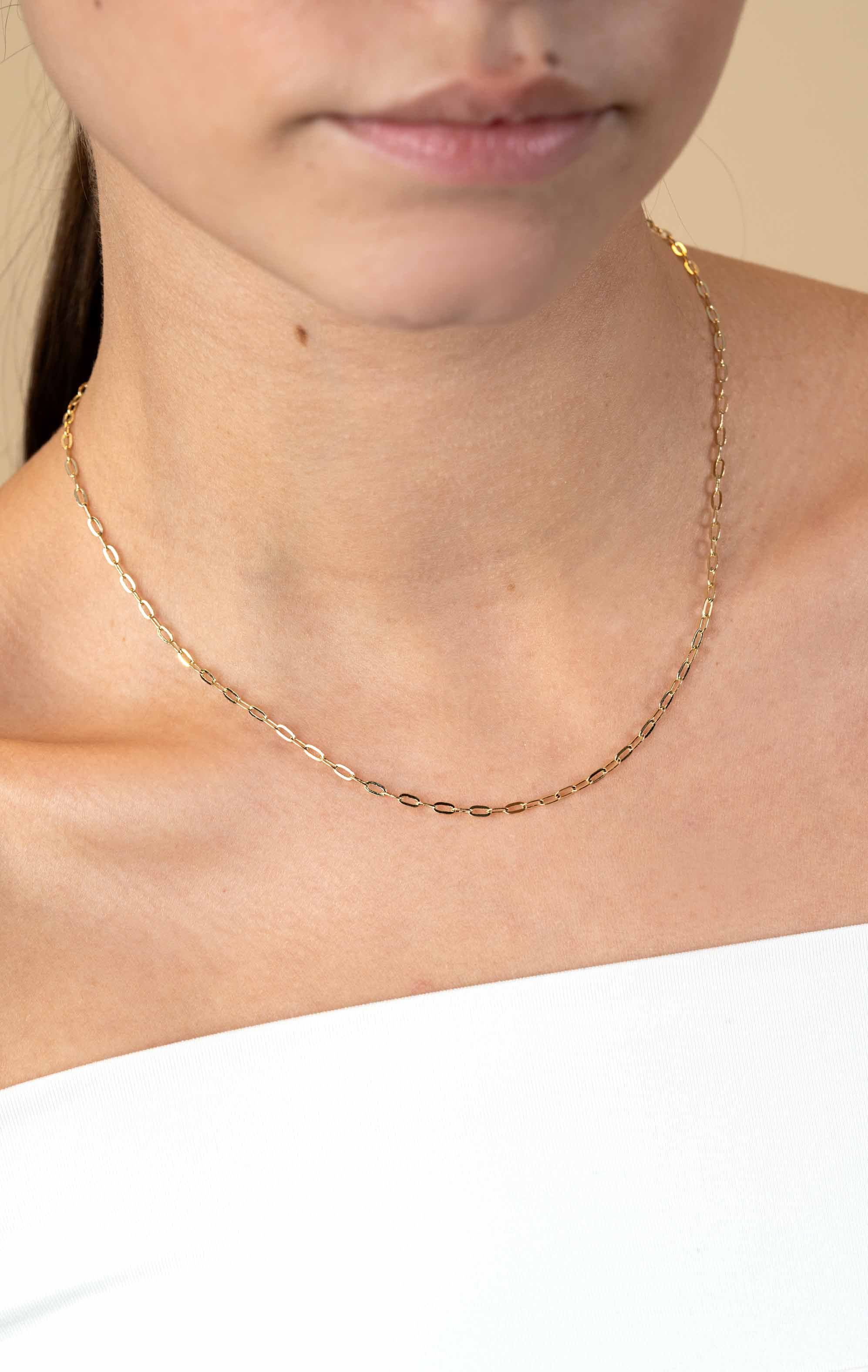 ZINZI Gold 14 Karat Gold Halskette mit ovalen Gliedern von 2,2 mm Breite und Länge 43cm ZGC291