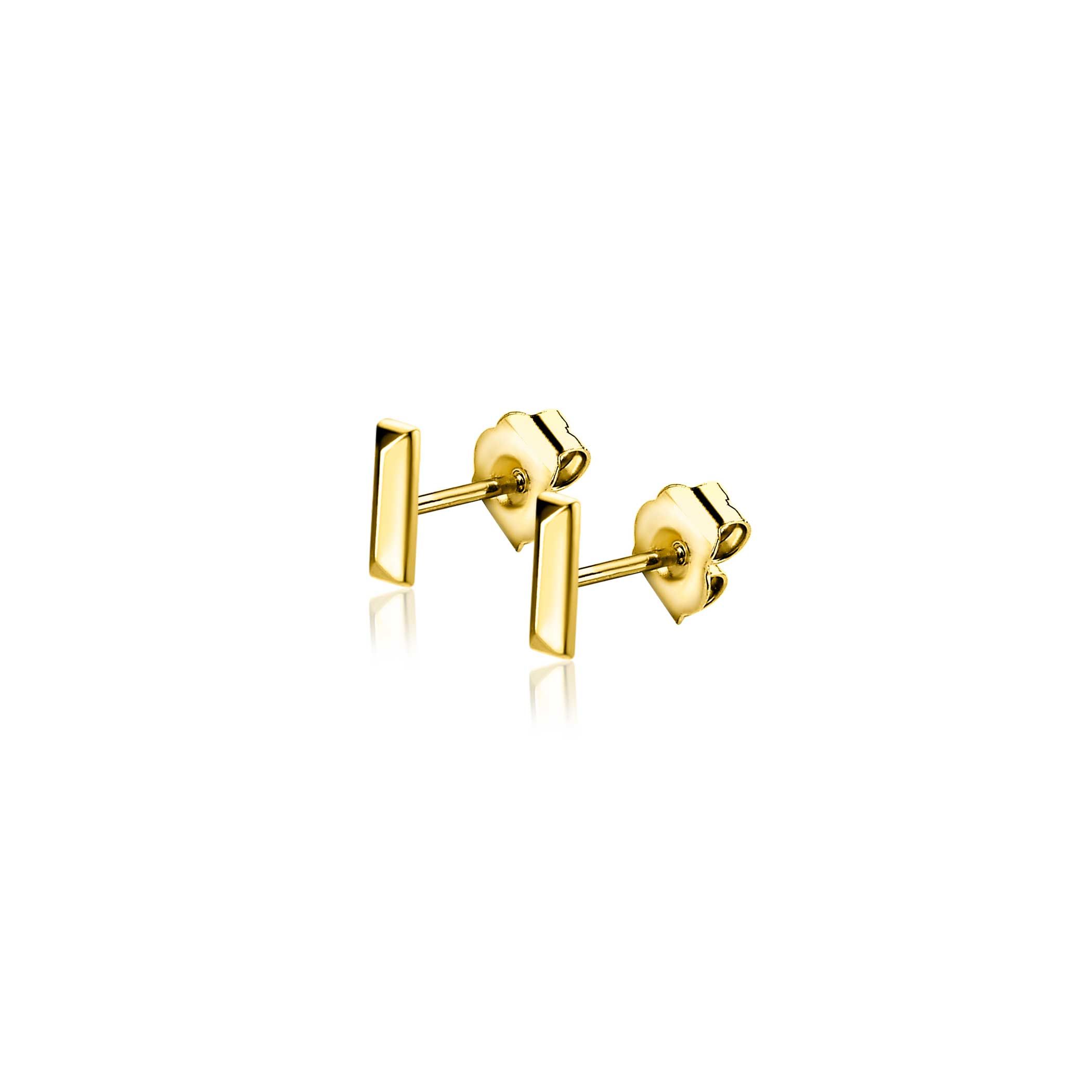 ZINZI GOLD oorknopje klein rechthoek 3-d