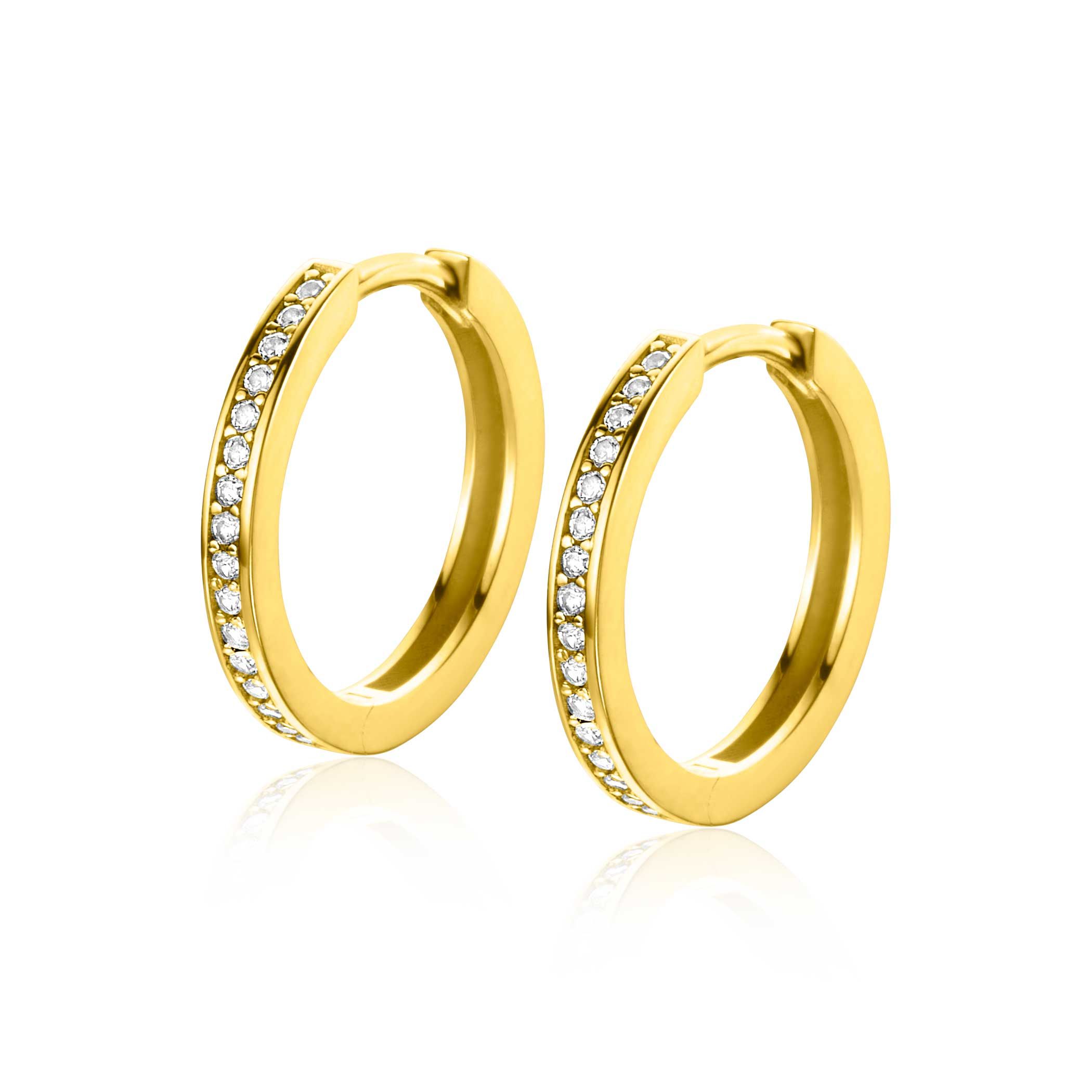 ZINZI GOLD klapcreolen 17 x 2,1mm zirconia
