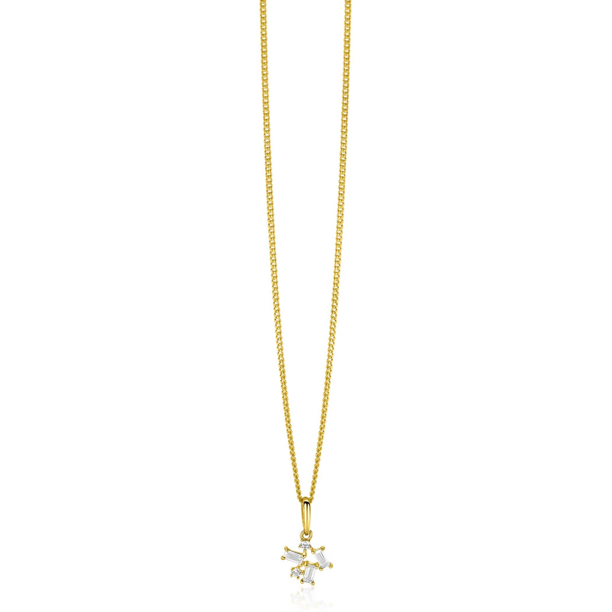13mm ZINZI Gold 14kt goldener Fantasie-Anhänger mit rechteckigen und runden Zirkonias ZGH511 (ohne Kette)