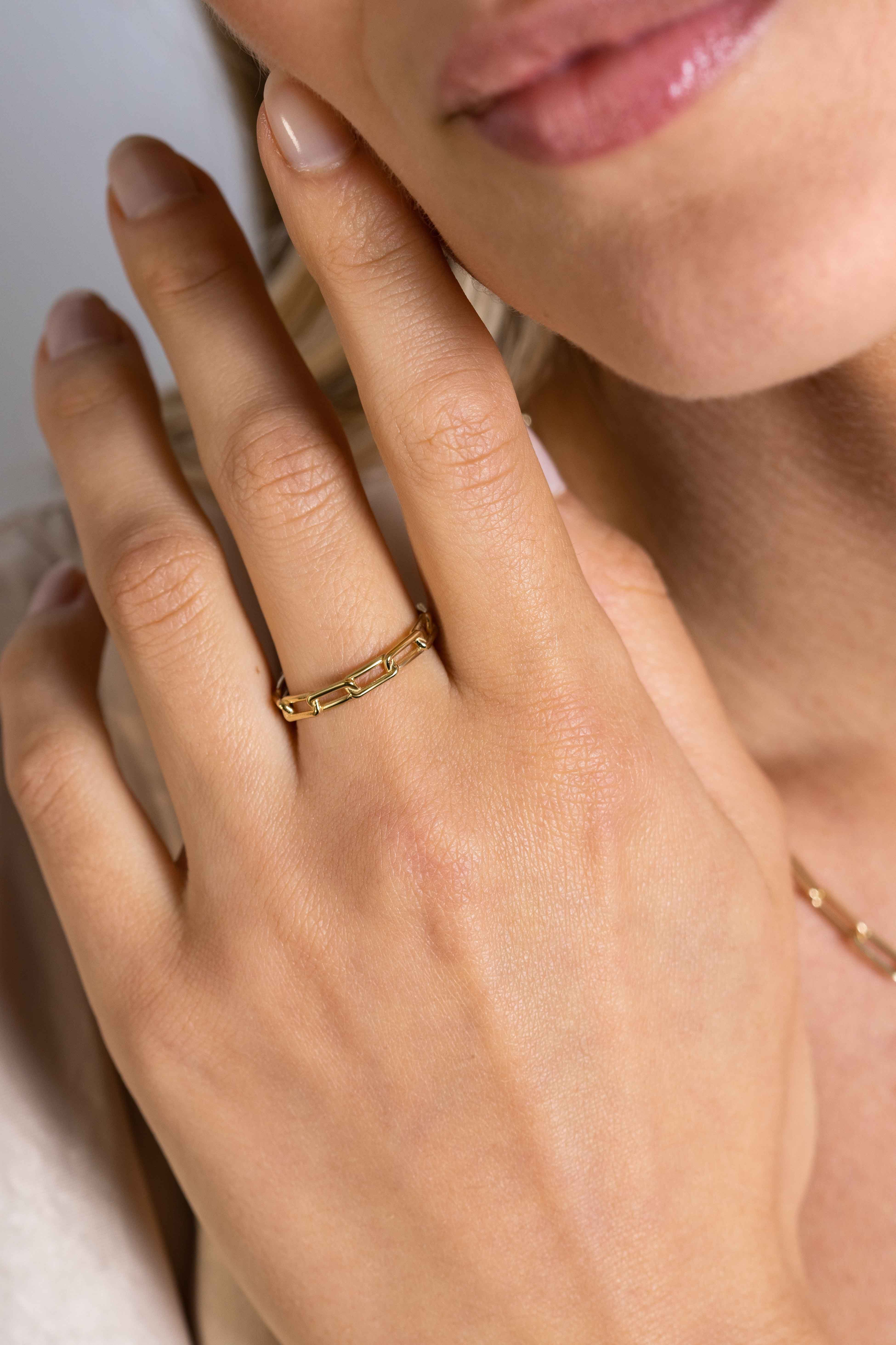 ZINZI Gold ring paperclip schakels 3mm mt.54