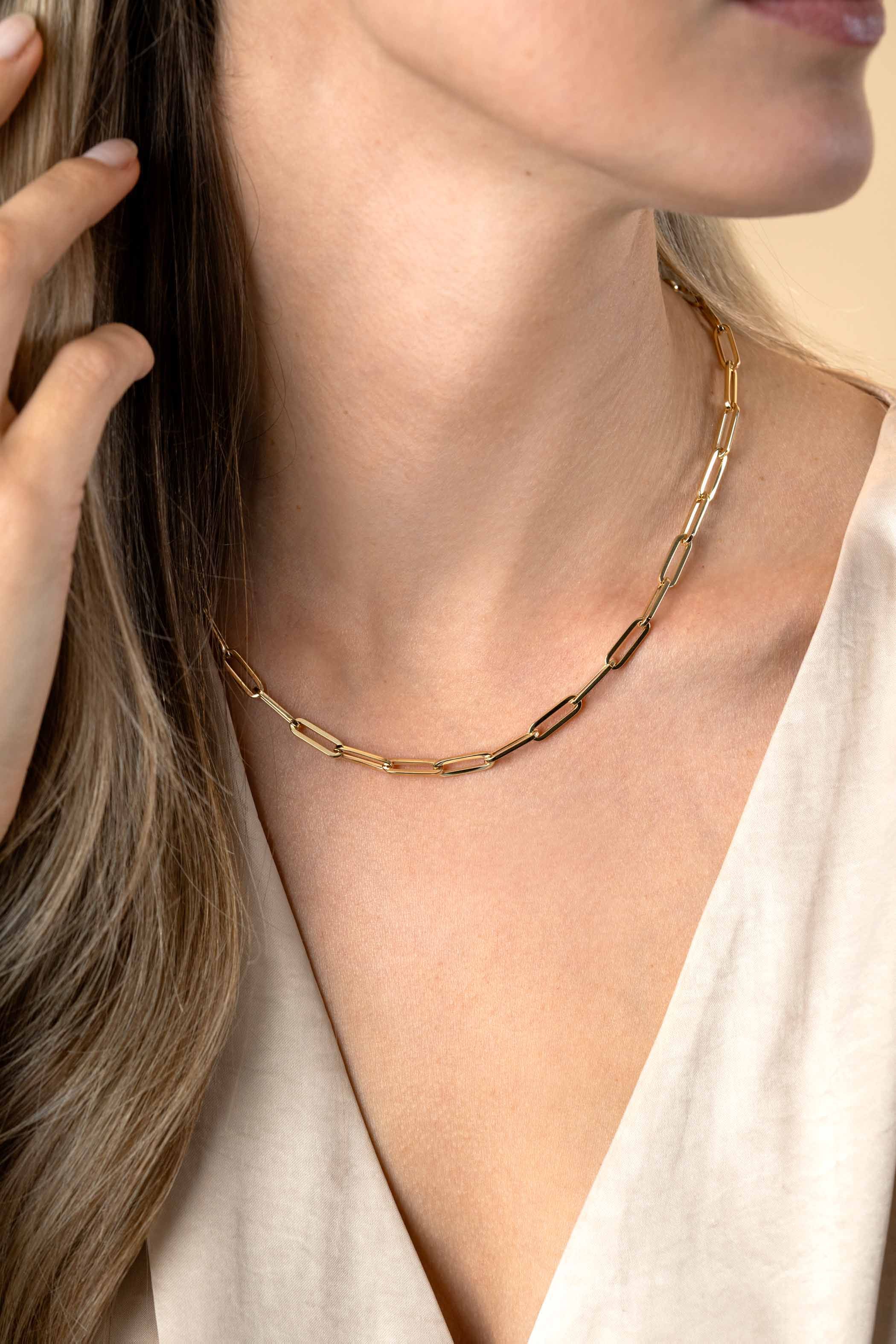 ZINZI GOLD collier paperclip schakels 43cm