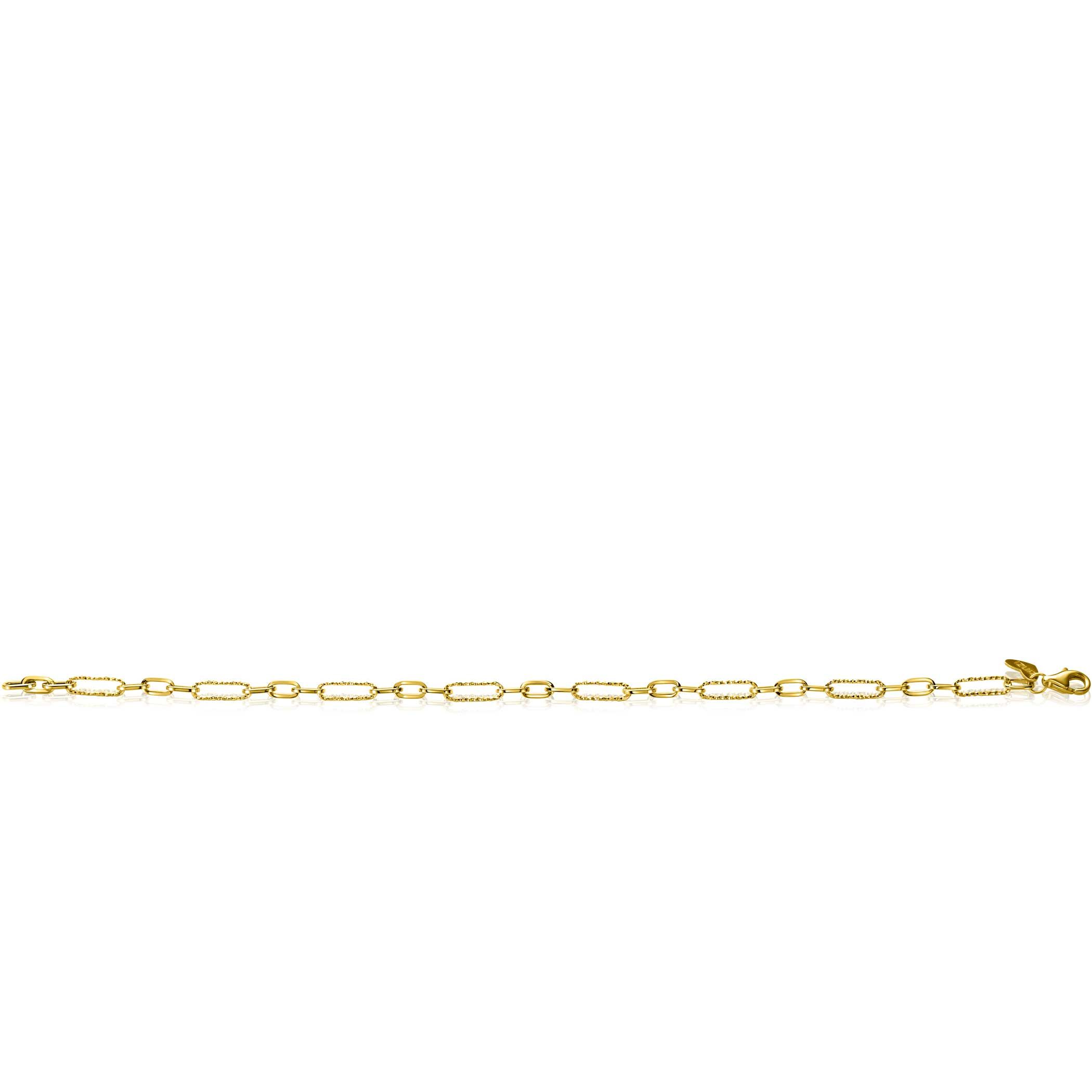 ZINZI Gold 14 Karat goldenes Armband mit bearbeiteten Paperclip-Gliedern und ovalen Gliedern, 3,5 mm breit, 19 cm ZGA494