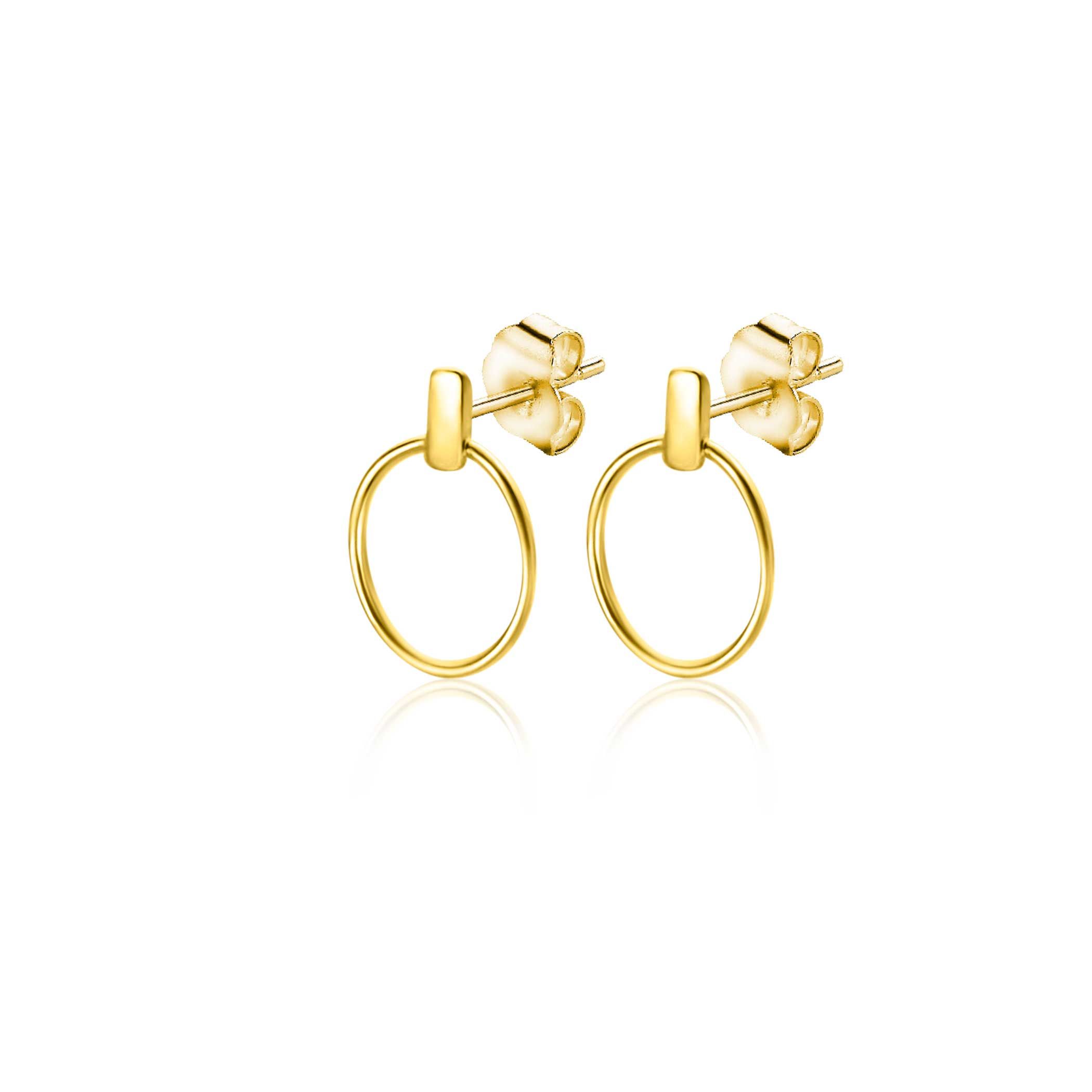 ZINZI GOLD oorknopjes staafje met open rondje 7mm