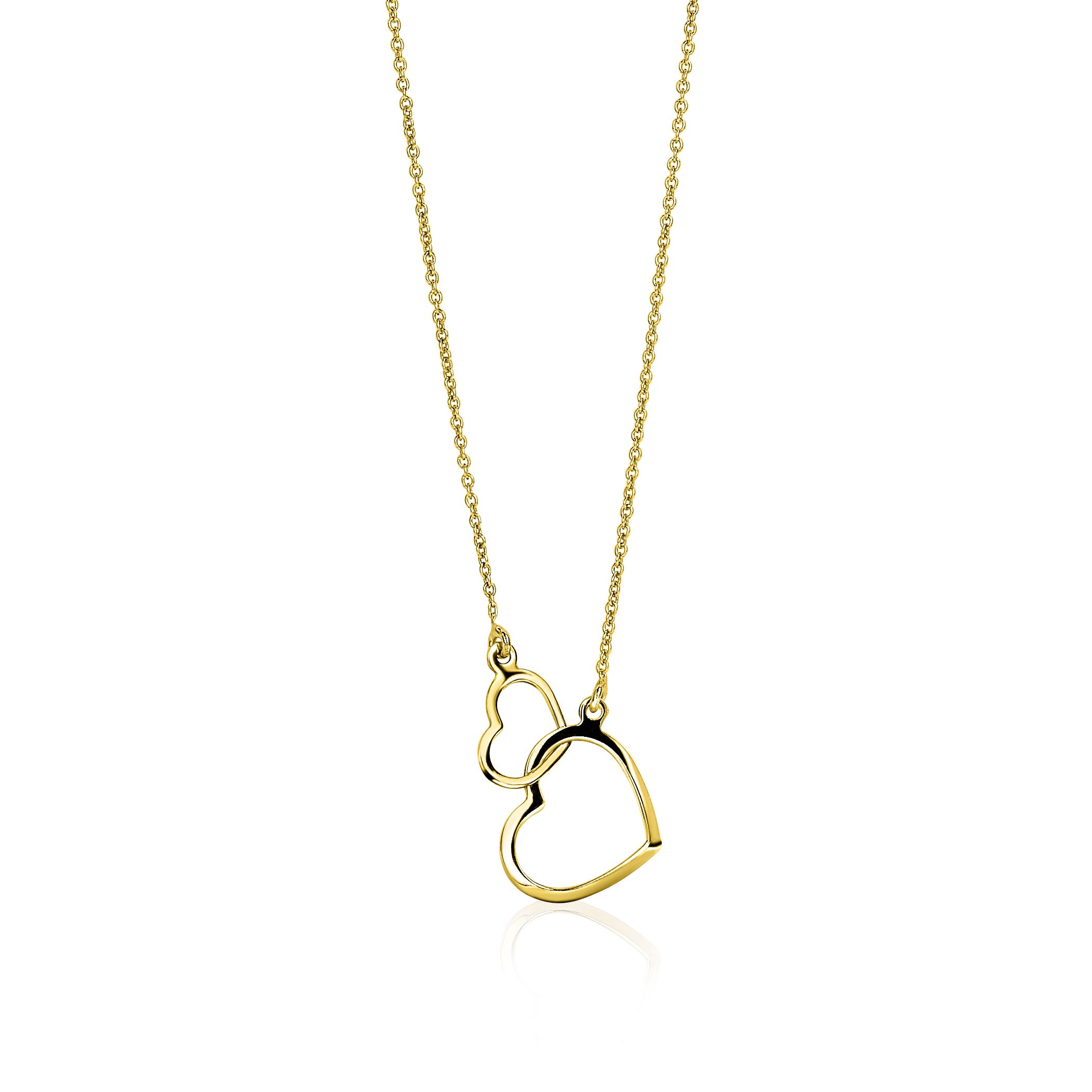 ZINZI Gold 14 Karat Gold Jasseron Halskette offene Herzen 42cm ZGC114